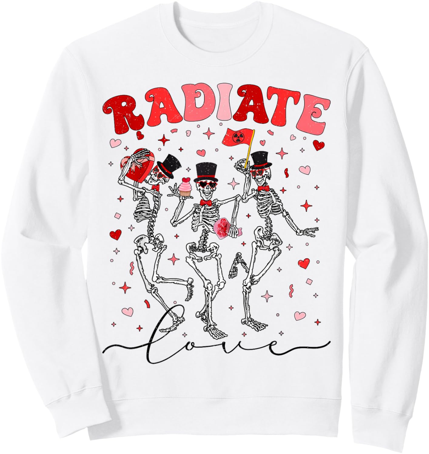 Radiate Love Radiation Therapist Valentines X-Ray Radiology Sweatshirt - Sweatshirt | White