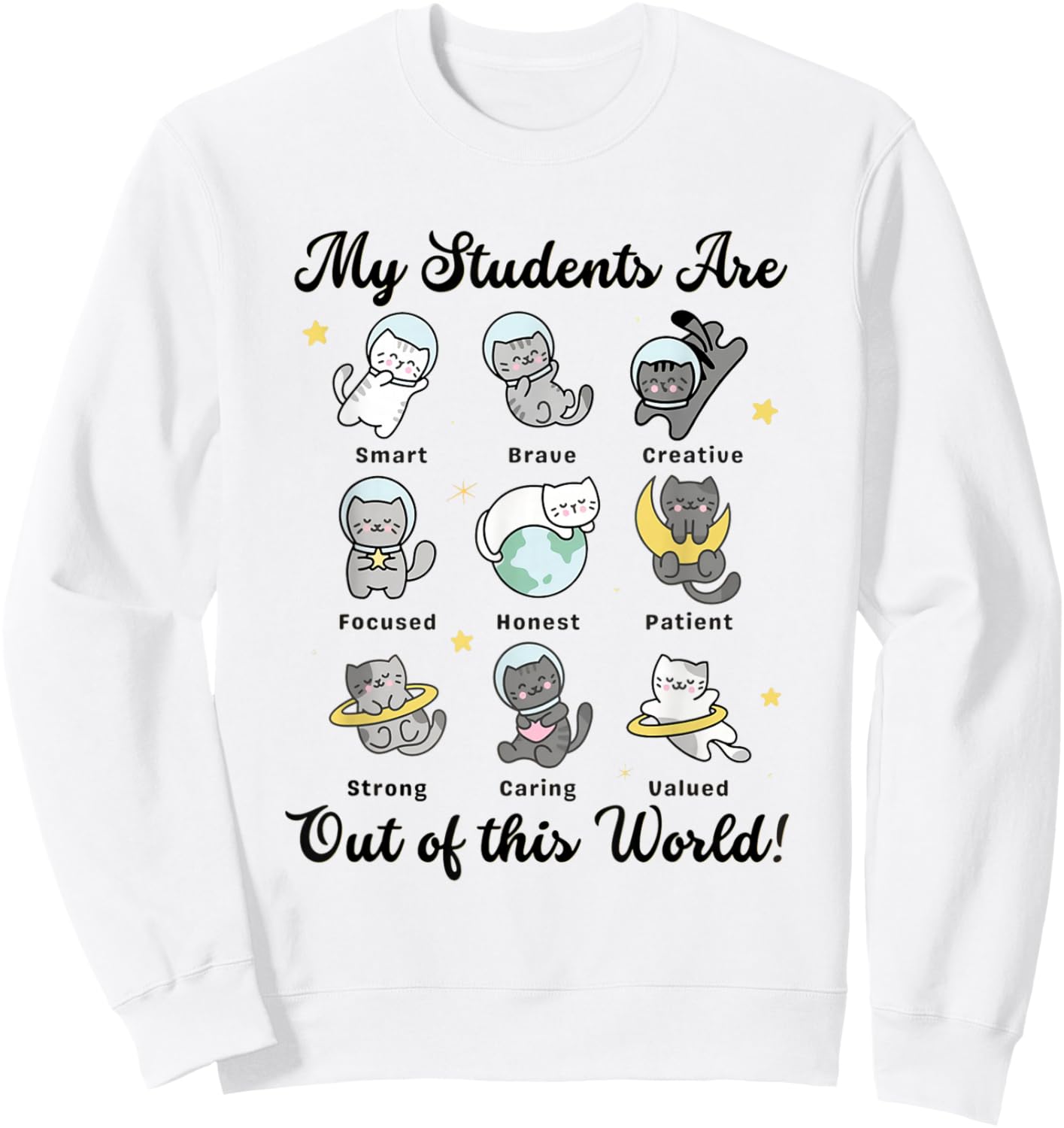 Cute Teacher Kawaii Cat Lover Teacher Back to School Sweatshirt - Sweatshirt | White
