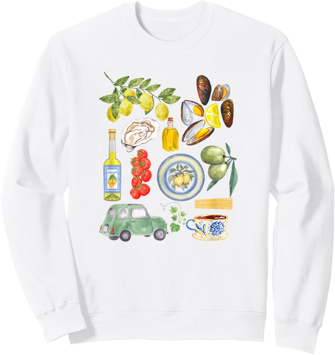 Italian Summer Scrapbook with Limoncello seafood coastal Sweatshirt - Sweatshirt | White