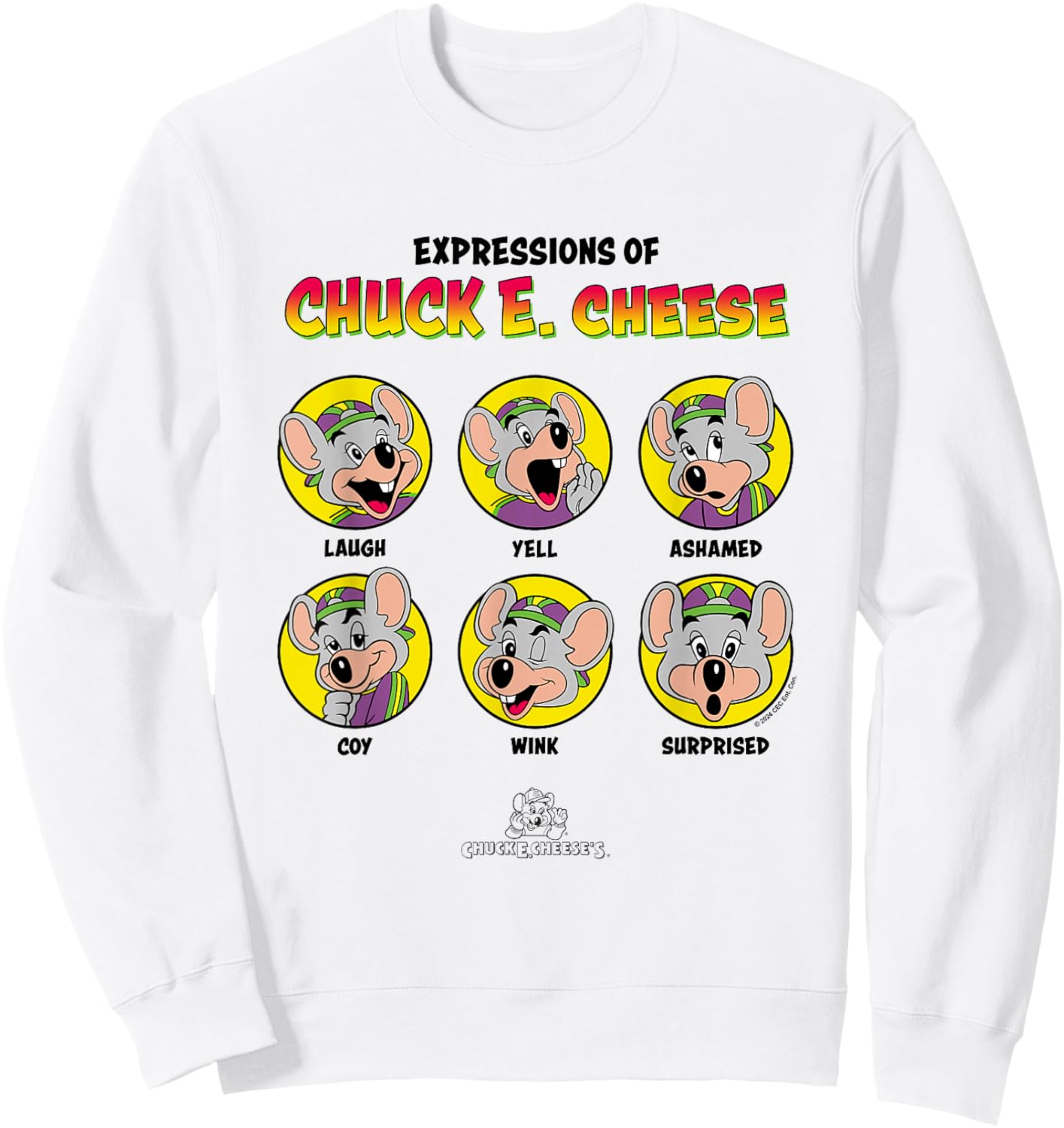 Chuck E. Cheese Expressions Of Chuck Big Chest Panels Sweatshirt - Sweatshirt | White
