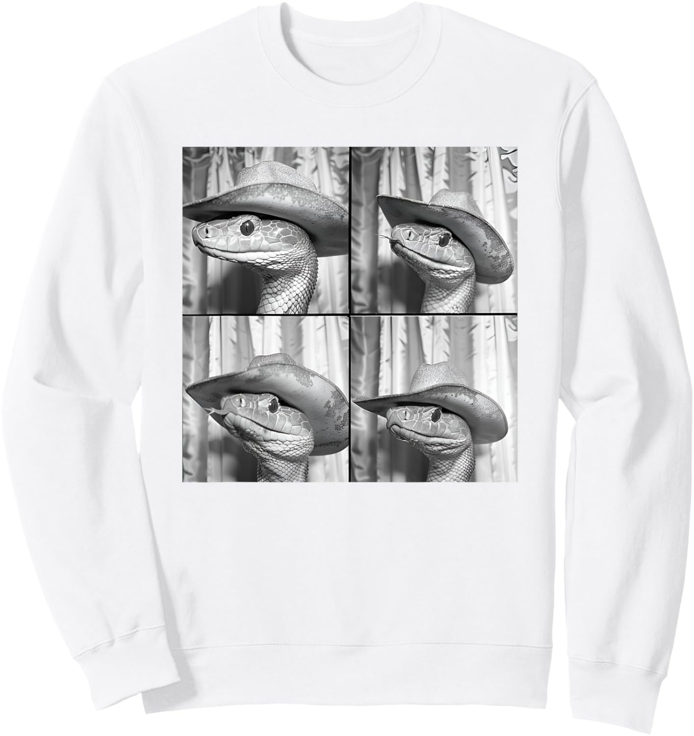 Snake In Cowboy Hat Funny Animal Photobooth Snake Face Sweatshirt - Sweatshirt | White