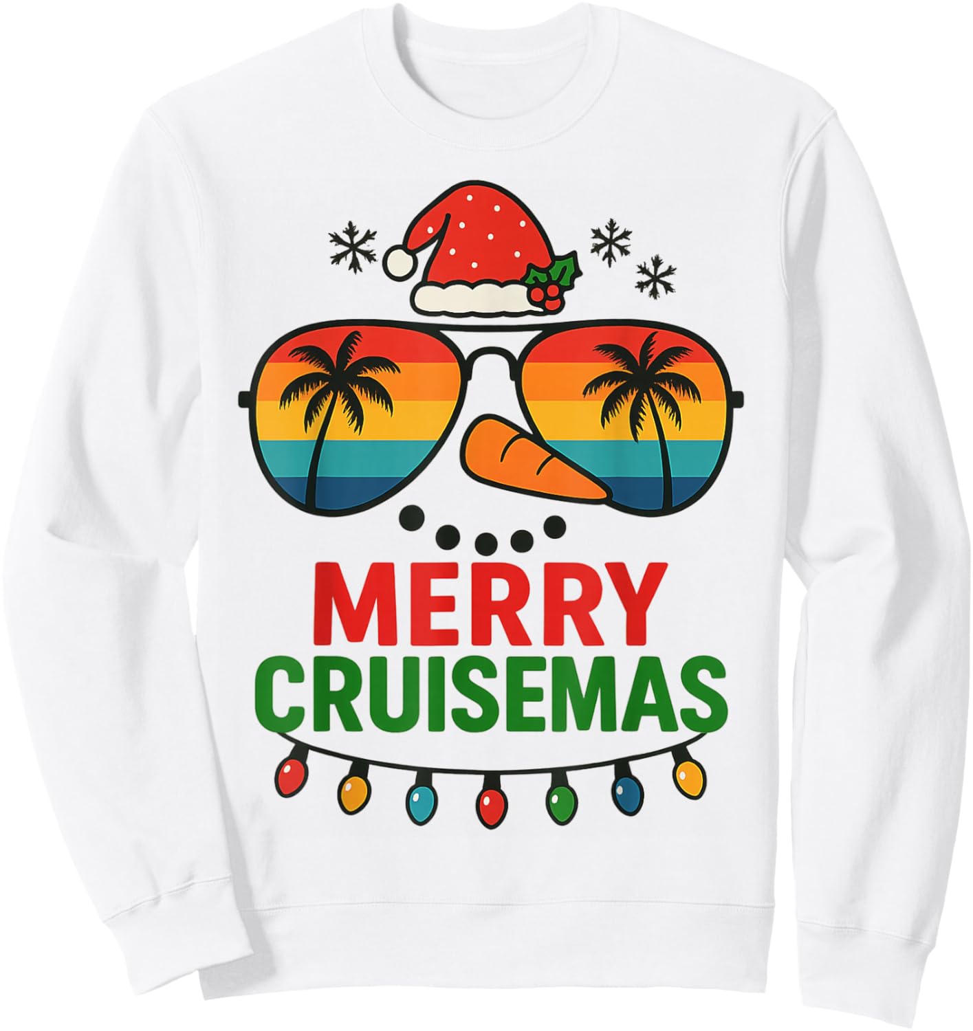 Merry Cruisemas 2025 Christmas Santa Snowman Funny Cruise Sweatshirt - Sweatshirt | White