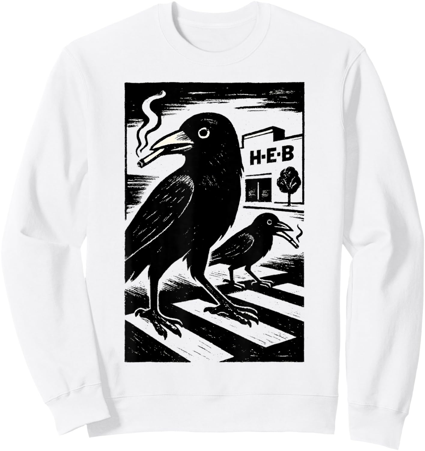 Smoking Grackle Bird Sweatshirt - Sweatshirt | White