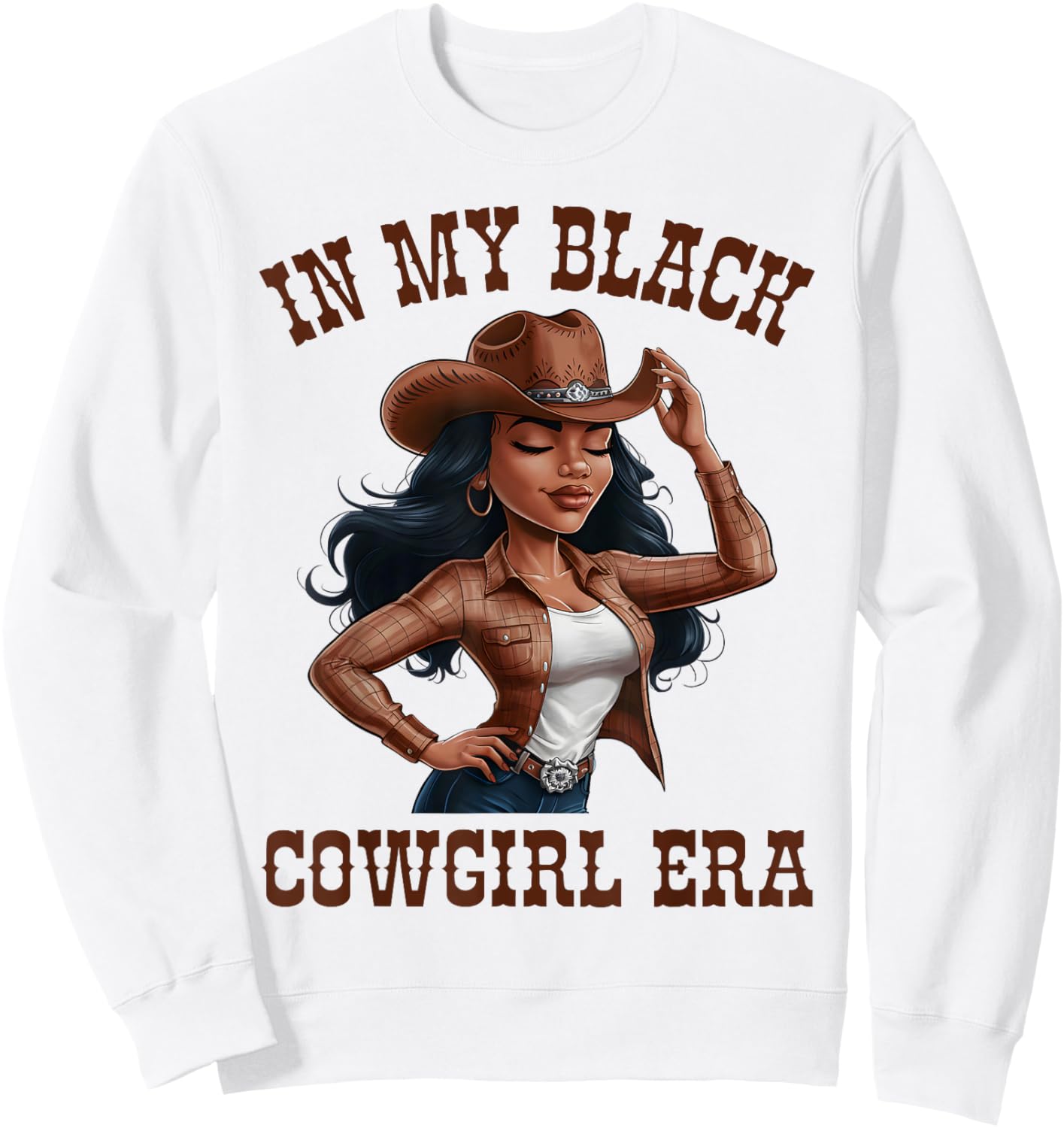In My Black Cowgirl Era Western Country Cowgirls Matching Sweatshirt - Sweatshirt | White