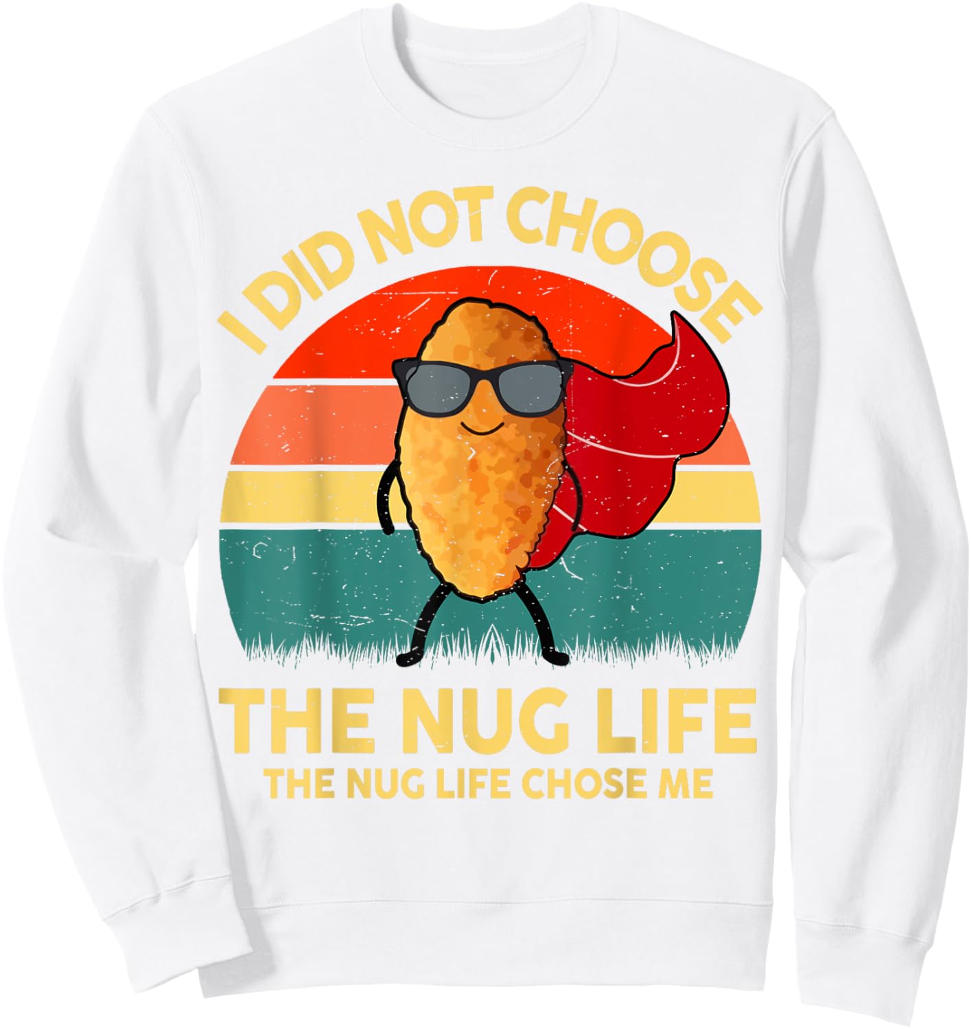 Kids Nug-Life Toddler Boy Funny I Love Chicken Nuggets Retro Sweatshirt - Sweatshirt | White