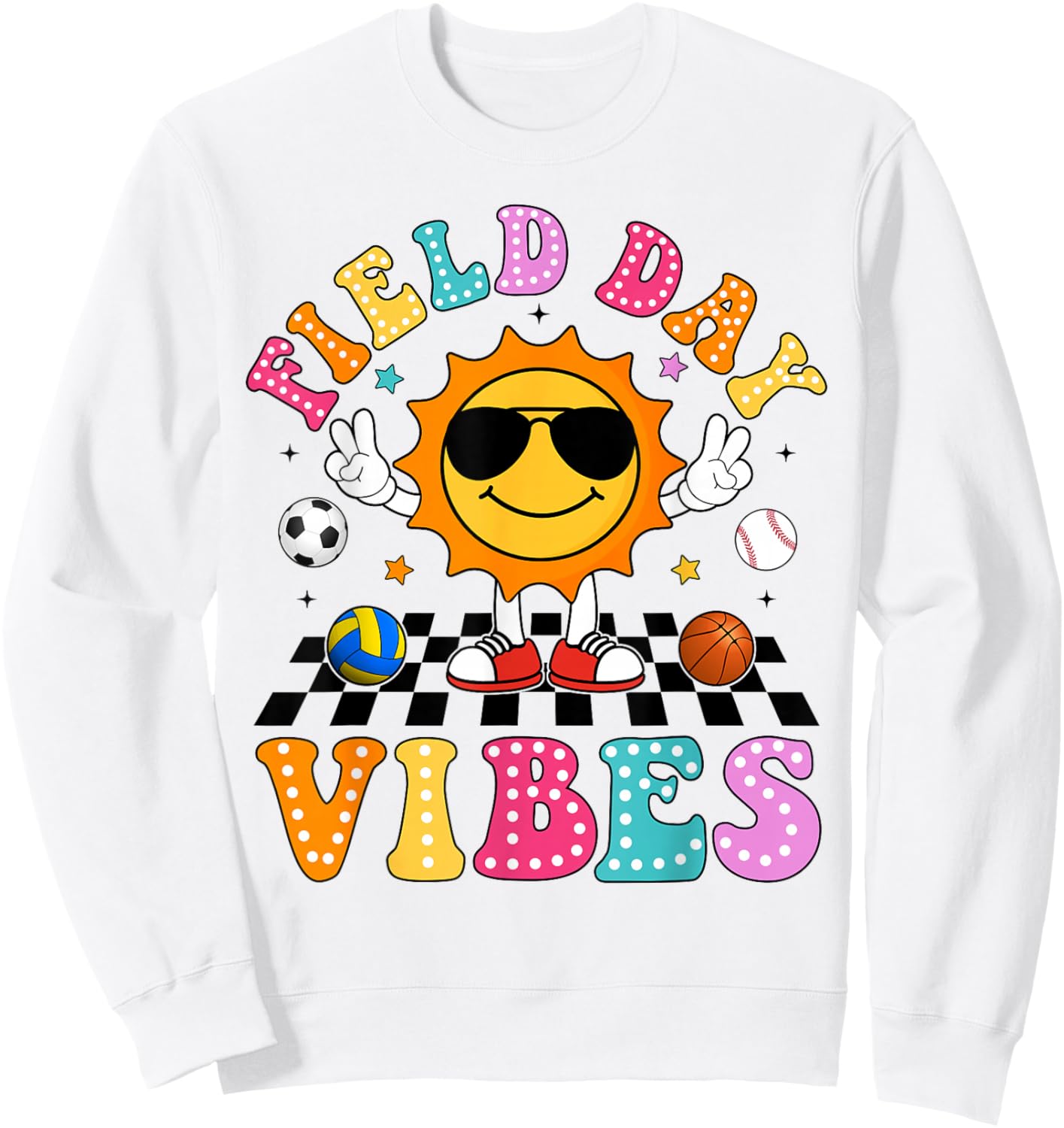 Field Day Vibes Shirt for Teacher Kids Happy Field Day 2026 Sweatshirt - Sweatshirt | White