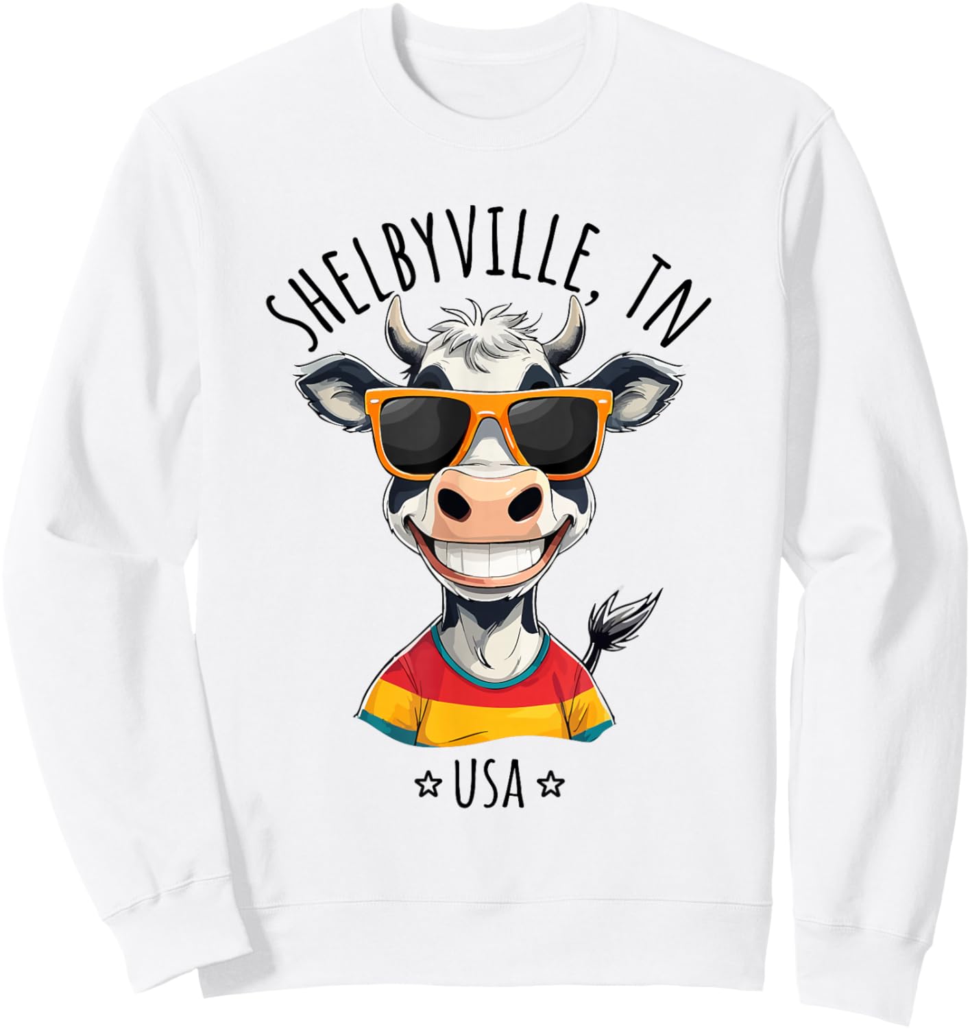Shelbyville TN USA Funny Cow Cartoon Design Sweatshirt - Sweatshirt | White