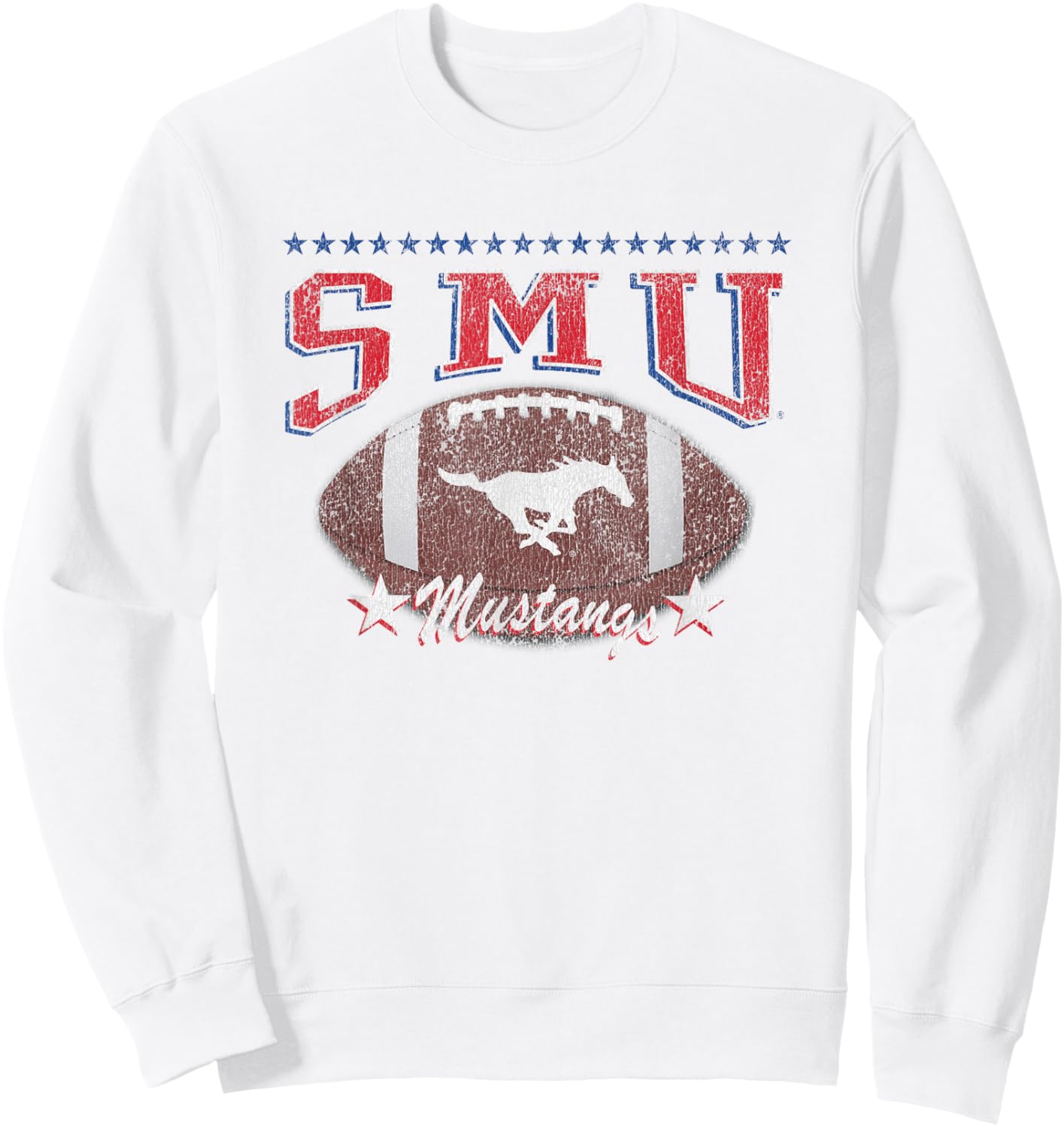 SMU Mustangs Football Vintage Stars Gray Officially Licensed Sweatshirt - Sweatshirt | White