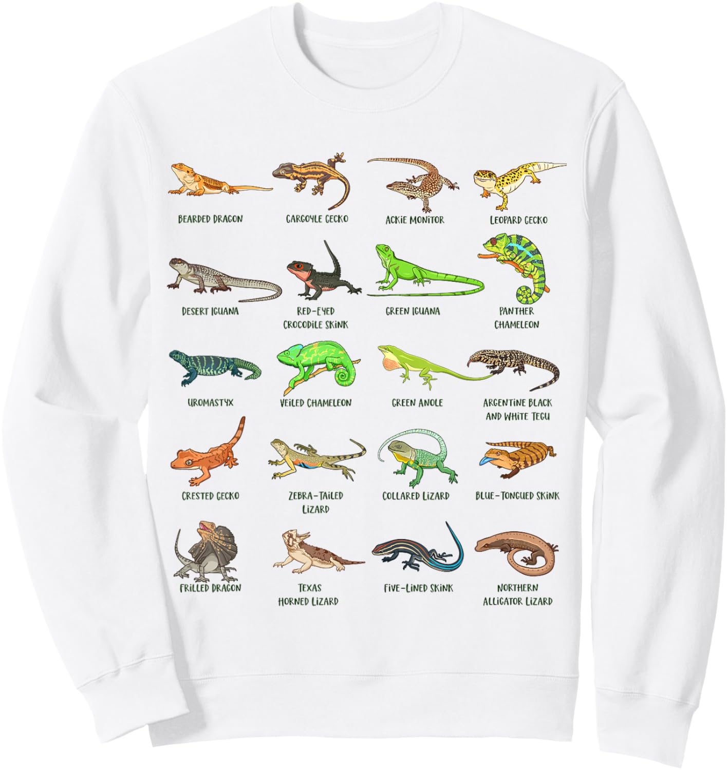 Types of lizards - Reptile Lovers Sweatshirt - Sweatshirt | White
