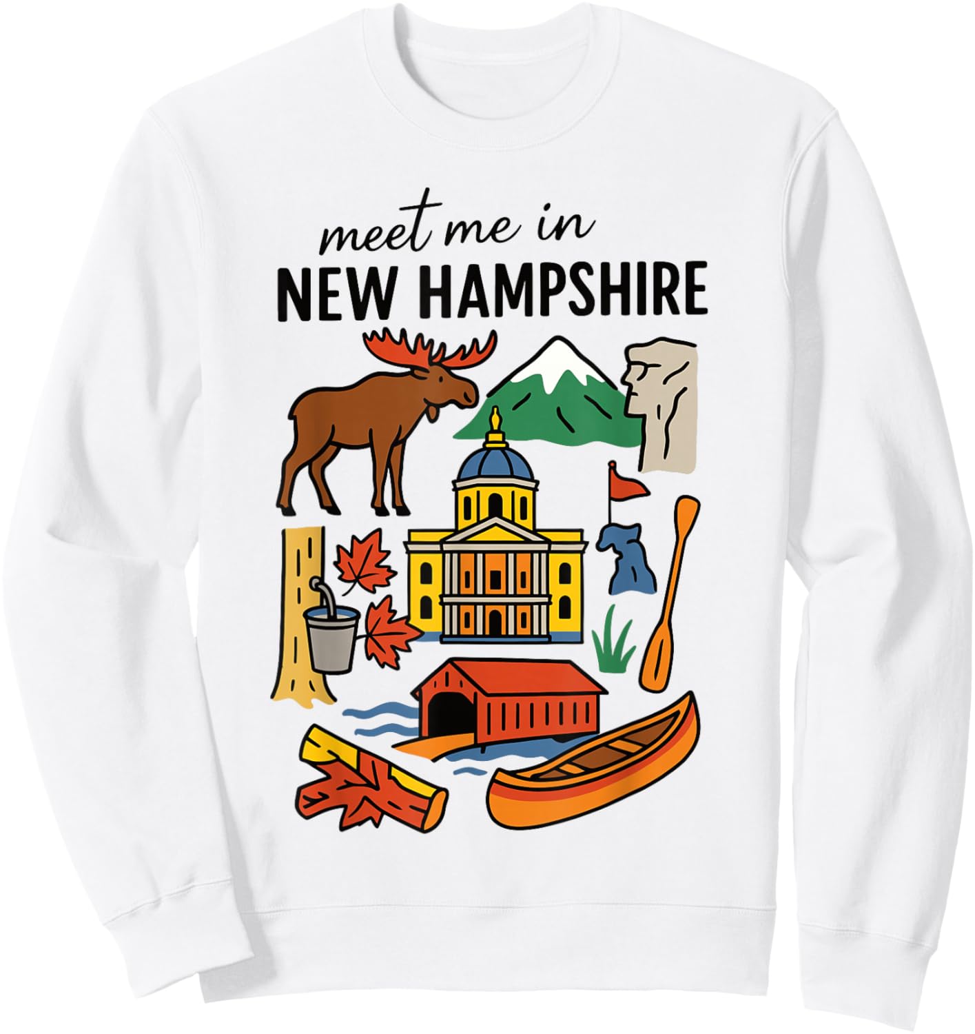Meet me in New Hampshire - Cute US State Travel Retro Design Sweatshirt - Sweatshirt | White