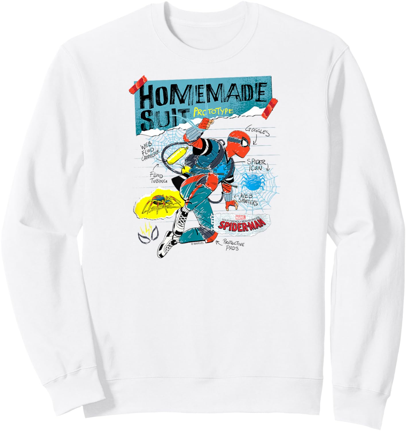 Your Friendly Neighborhood Spider-Man - Homemade Schematics Sweatshirt - Sweatshirt | White
