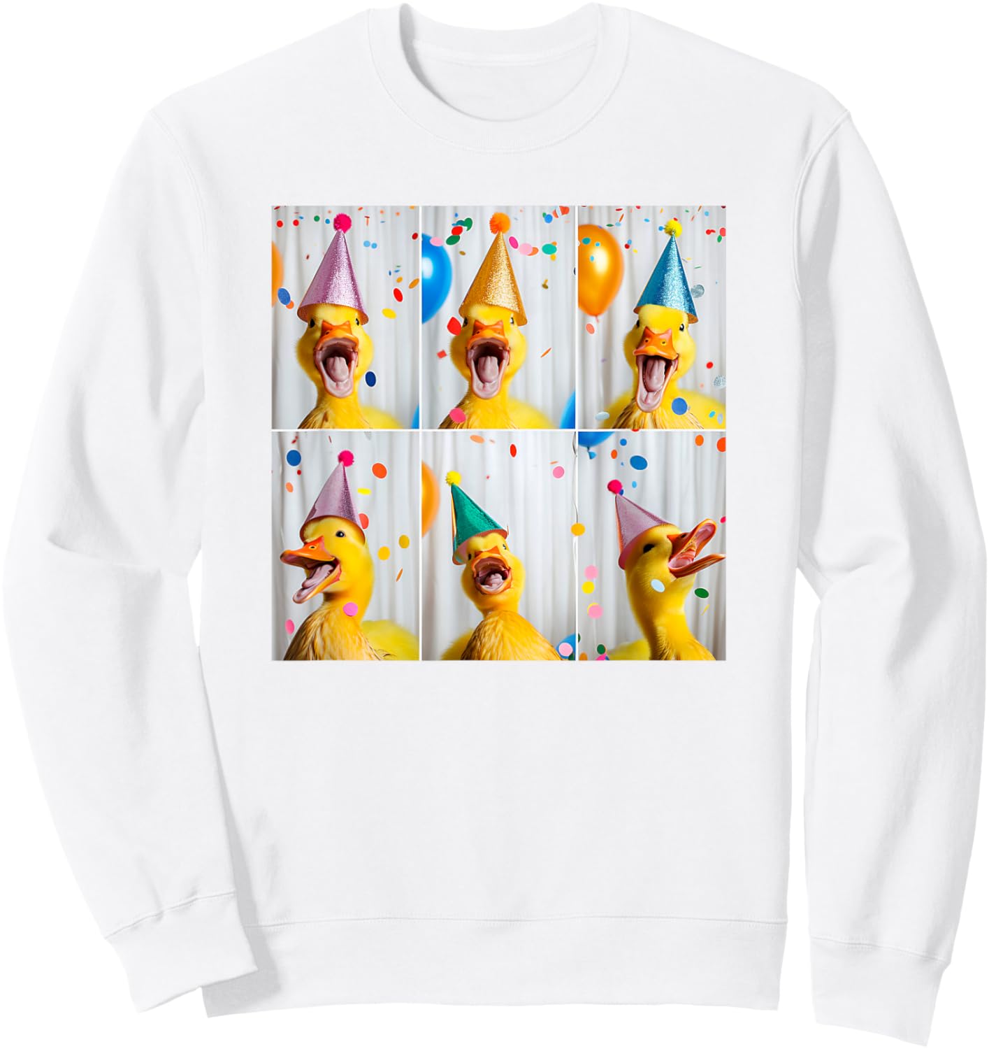 Happy Duck Face Farmyard Chick Colorful Bird Birthday Duck Sweatshirt - Sweatshirt | White