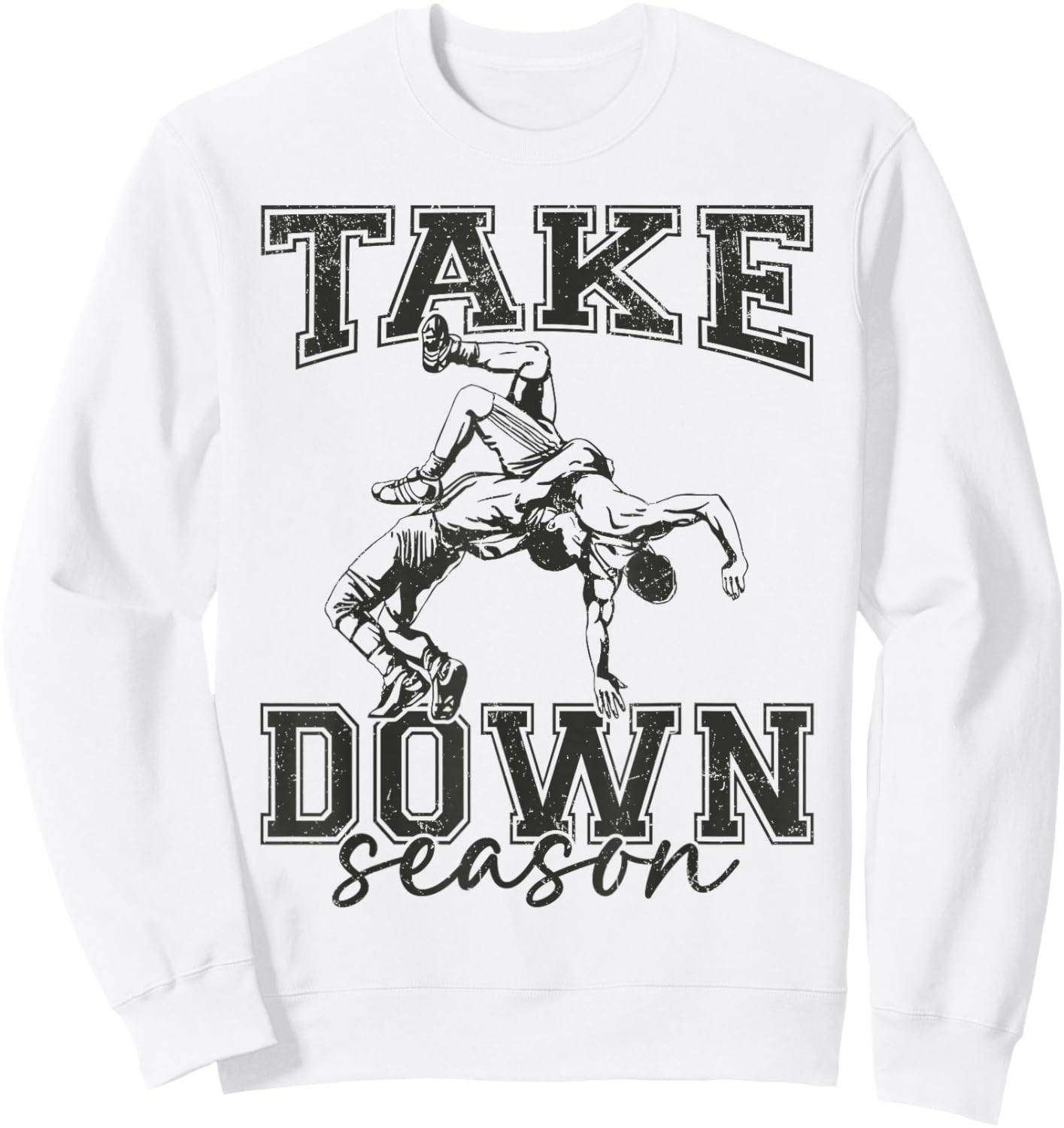 Vintage Take Down Season Wrestling Men Women Kids Sweatshirt - Sweatshirt | White