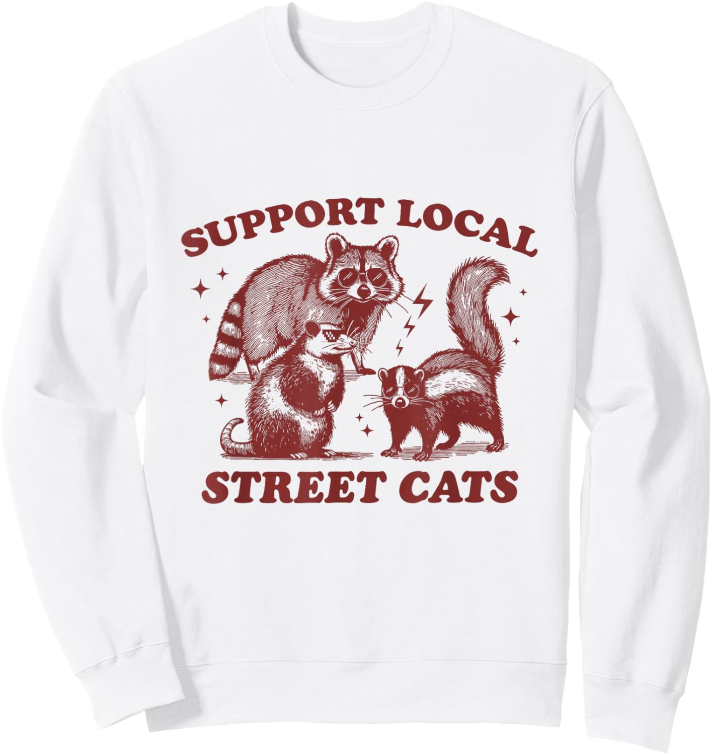 Support Local Street Cats Vintage Opossum Stinktier Waschbär Sweatshirt - Sweatshirt | White