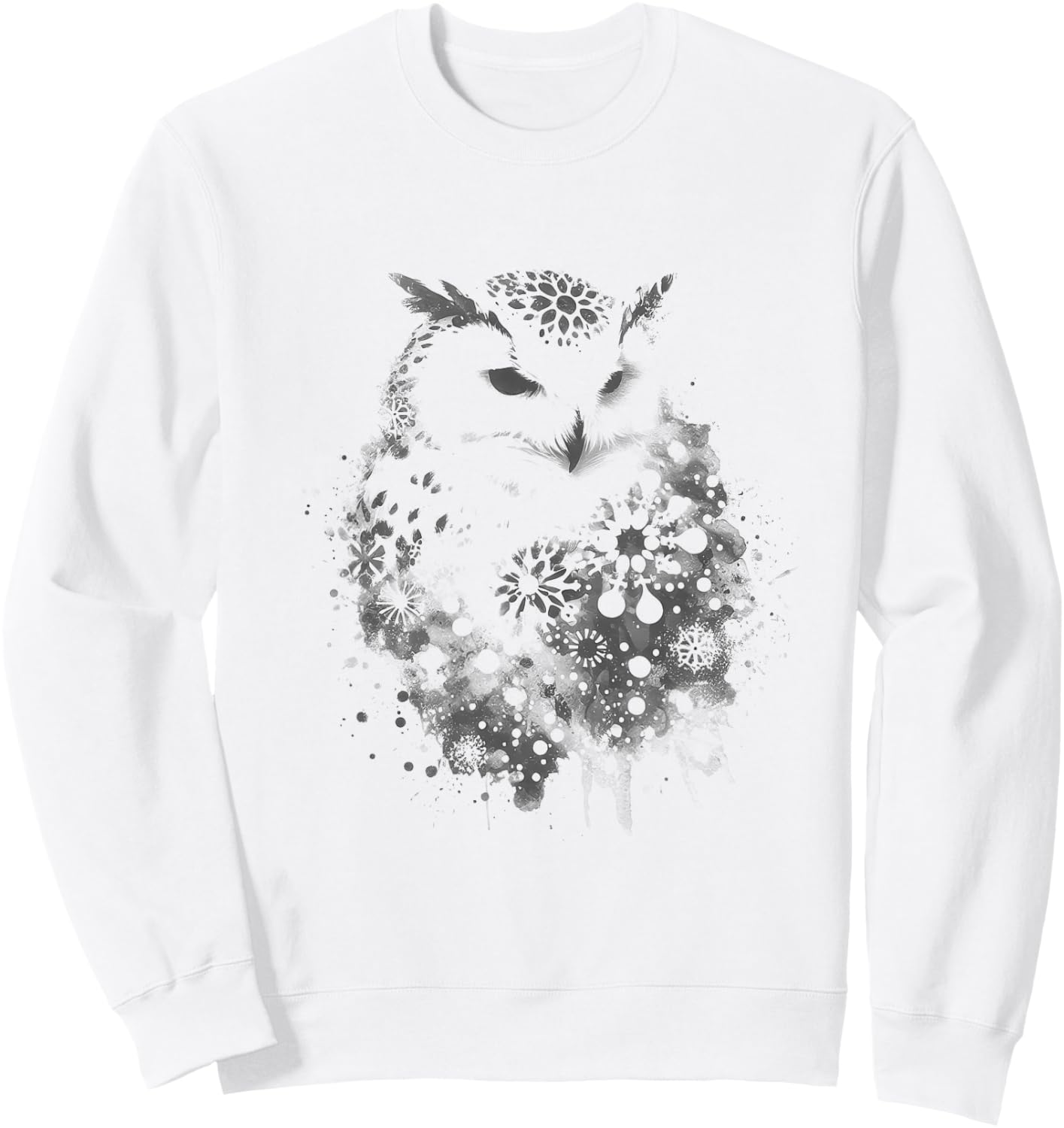 Abstract Snowy Owl Drawing Art Design Sweatshirt - Sweatshirt | White