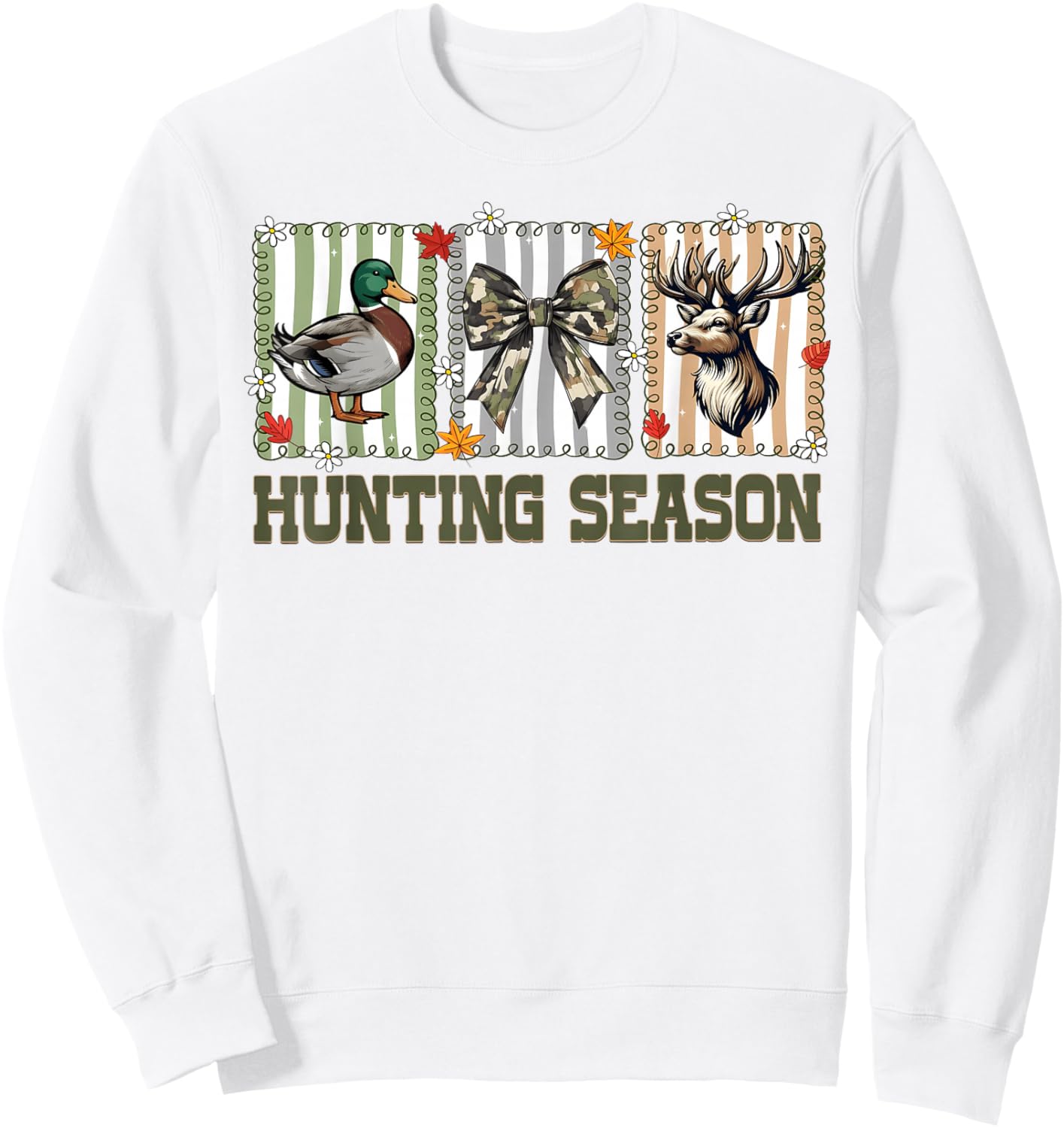 Camo Coquette Bow Deer Duck Hunt Hunting Girls Kids Women Sweatshirt - Sweatshirt | White