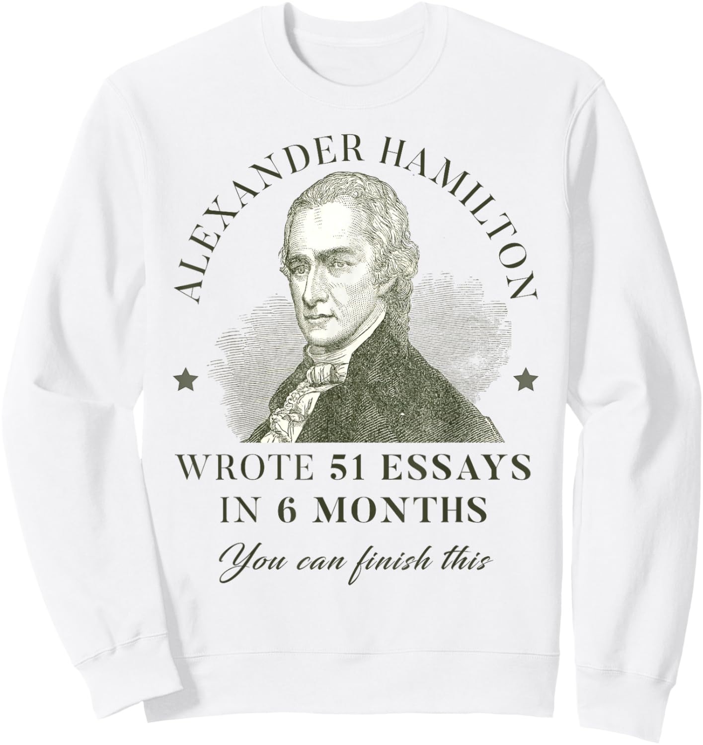 Alexander Hamilton Wrote 51 Essays In 6 Months Teacher Quote Sweatshirt - Sweatshirt | White