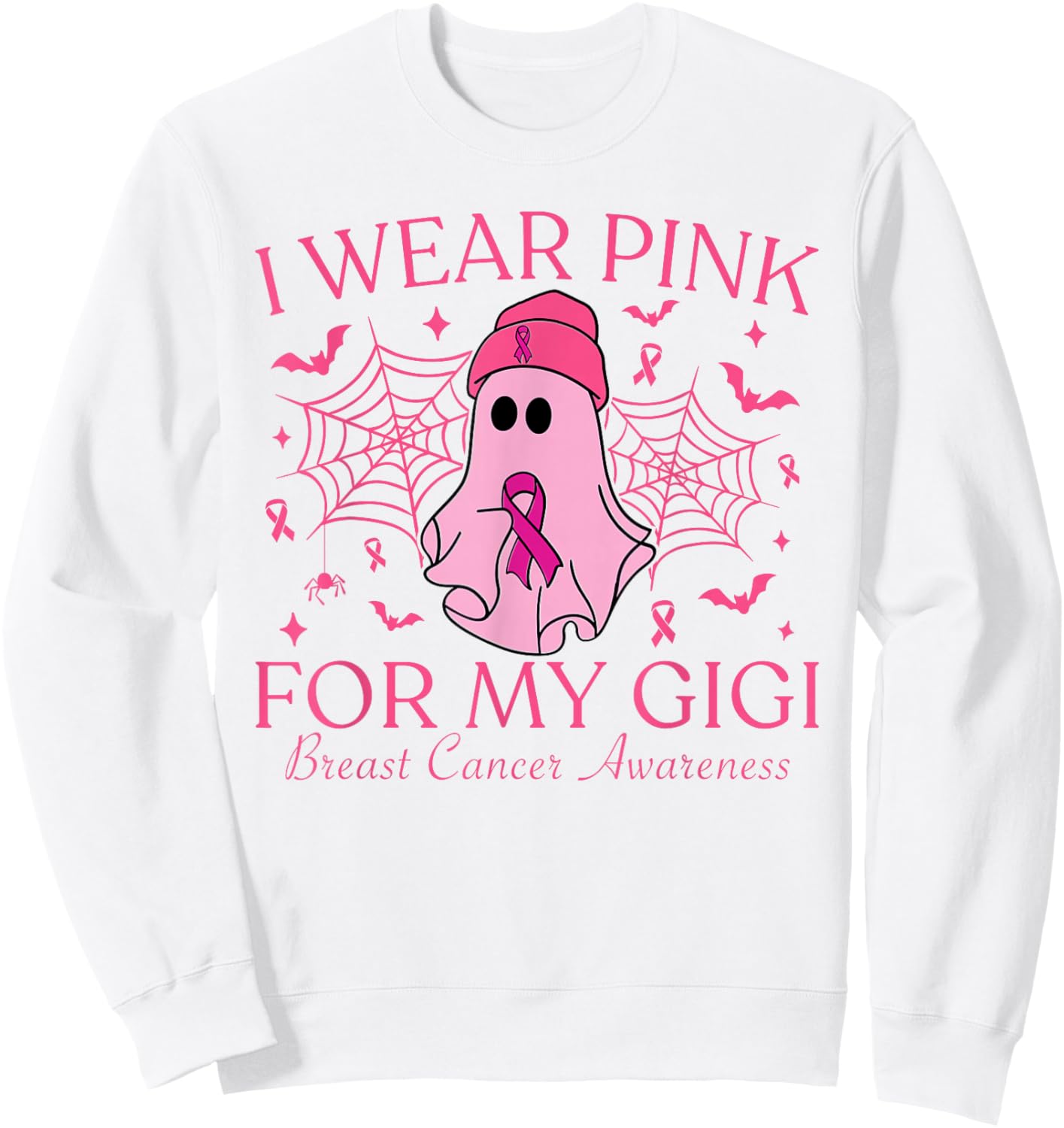 I Wear Pink For My Gigi Halloween Breast Cancer Women Sweatshirt - Sweatshirt | White