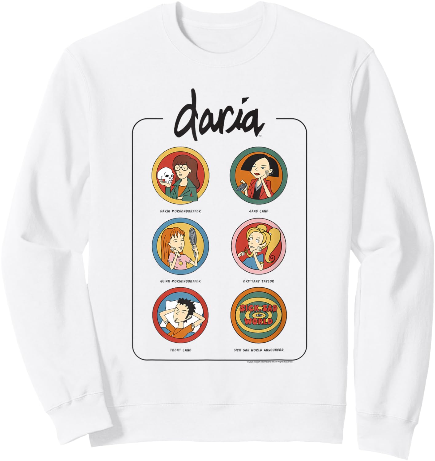 Daria Vintage Character Chart Retro Cartoon Sweatshirt - Sweatshirt | White