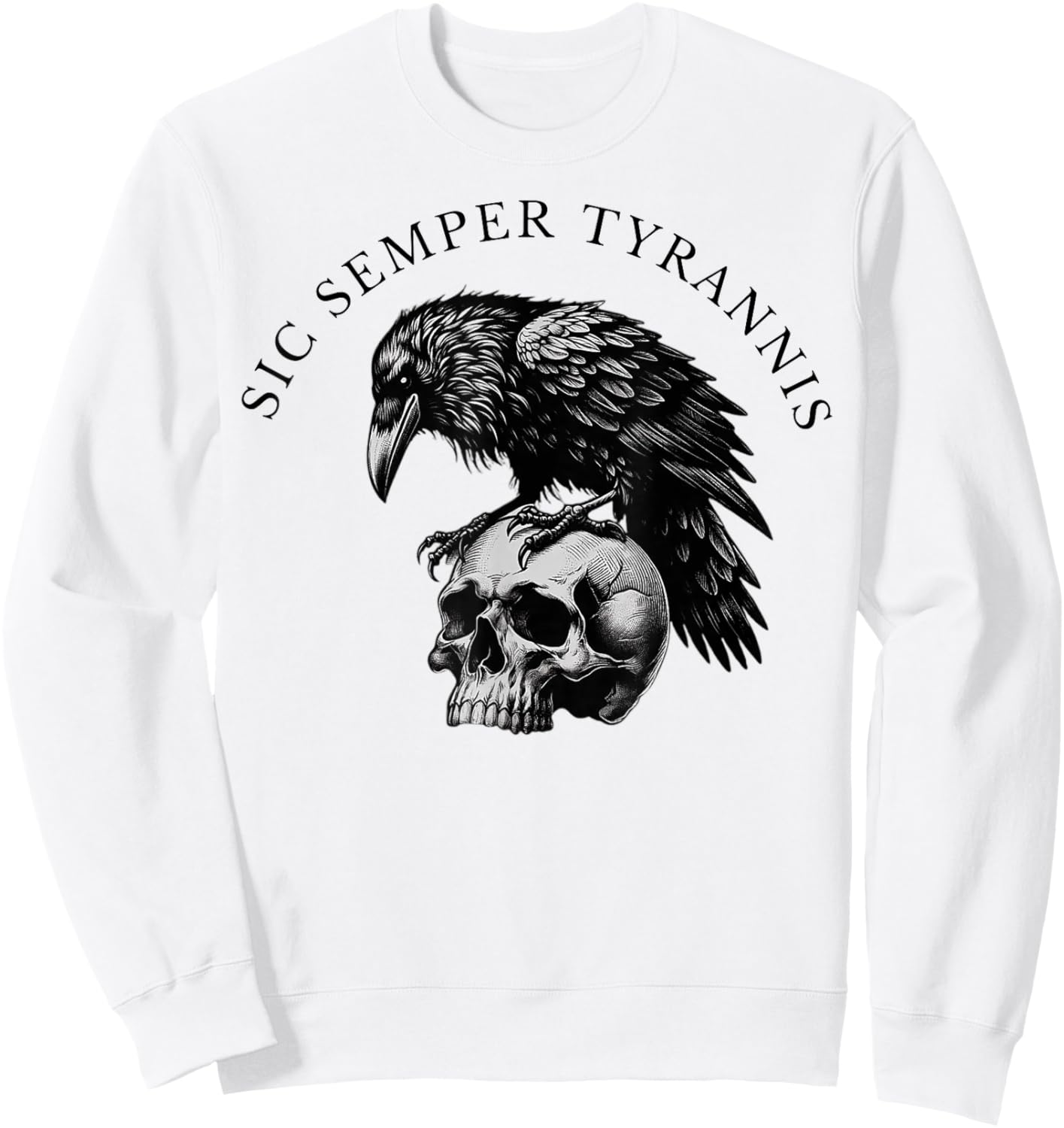 Sic Semper Tyrannis & Raven Skull Sweatshirt - Sweatshirt | White