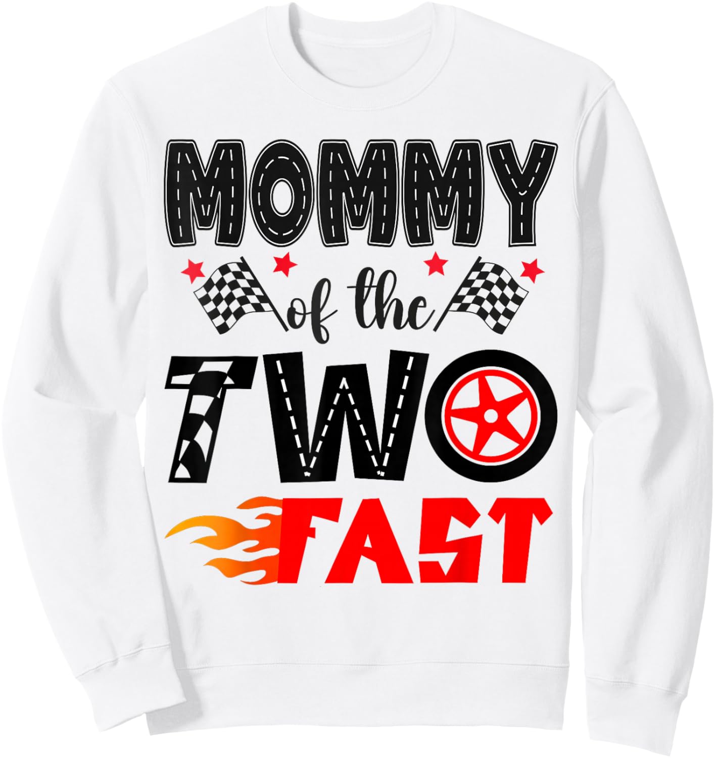 Mommy of The Two Fast 2nd Birthday Boy Racing Car Sweatshirt - Sweatshirt | White