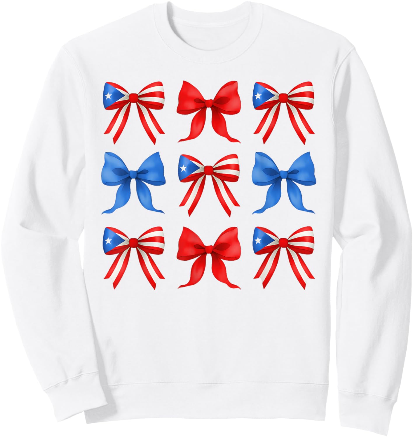Puerto Rico Coquette Bow Puerto Rico Flag Ribbon Boricua Sweatshirt - Sweatshirt | White
