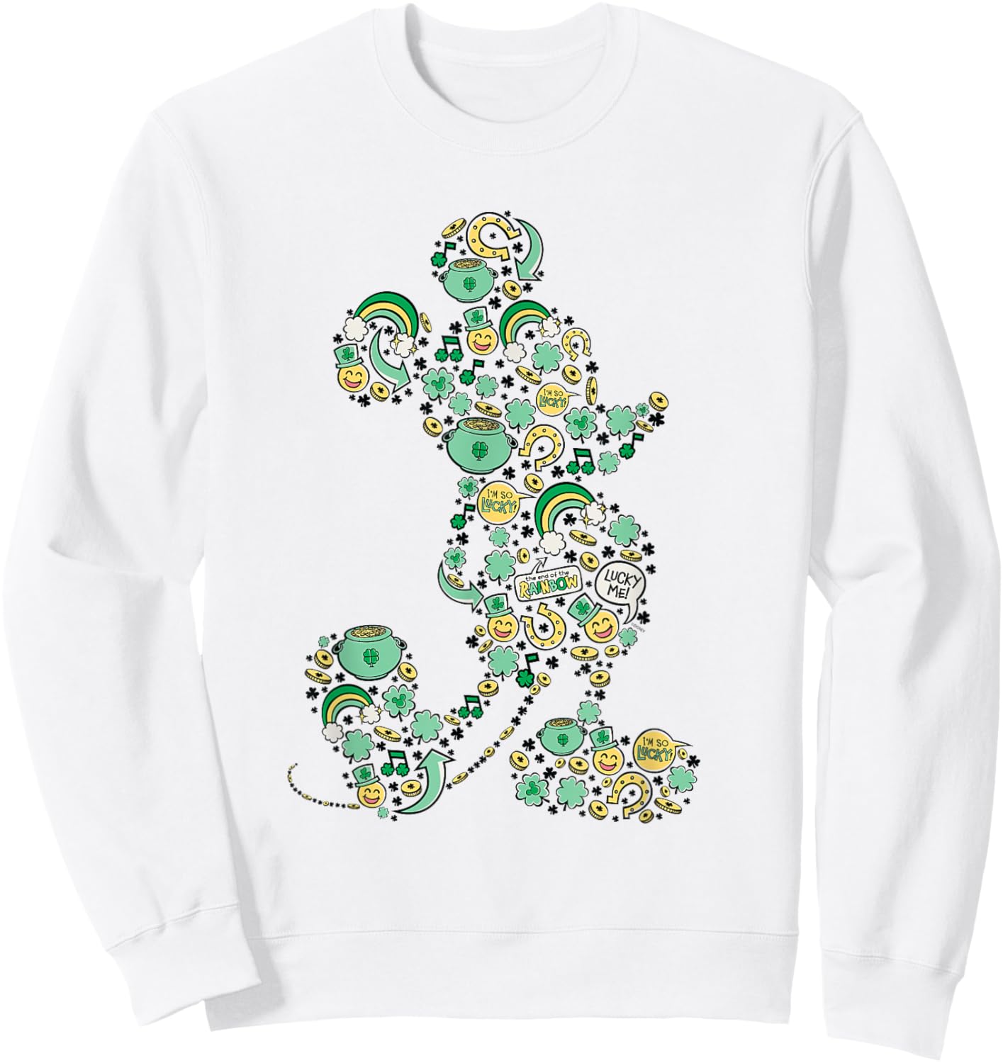 NEW Disney Mickey St. Patrick's Day Lucky Icons Silhouette Sweatshirt - Sweatshirt | White