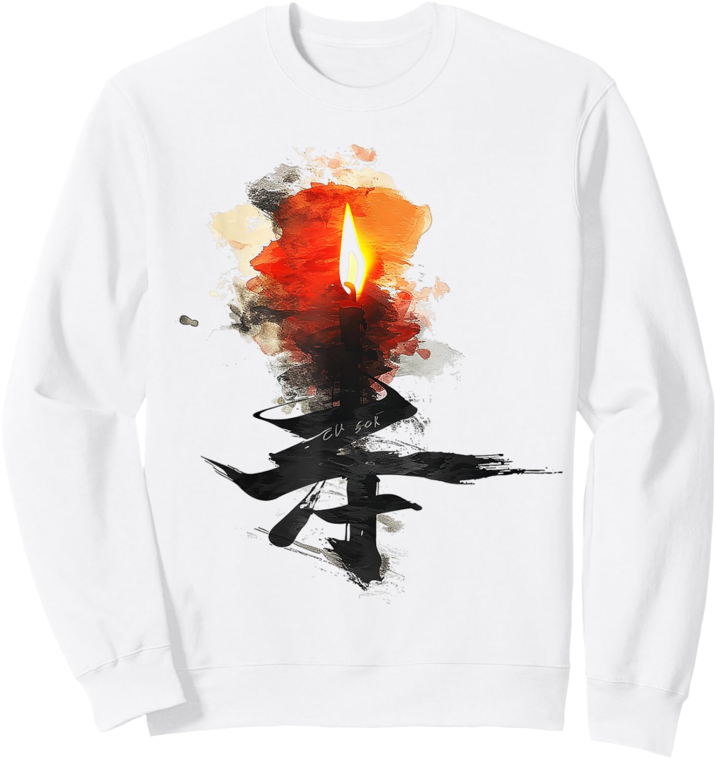 Anime Manga Abstract Motif Drawing Illustration Flame Anime Sweatshirt - Sweatshirt | White