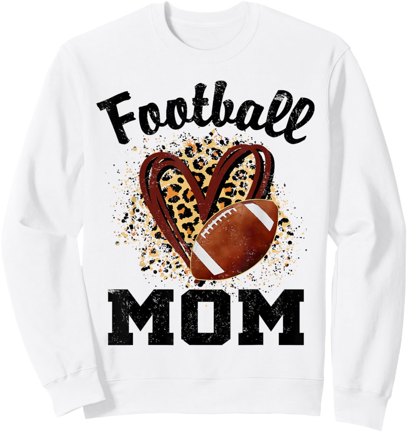 Football Mom Heart Leopard Sweatshirt - Sweatshirt | White
