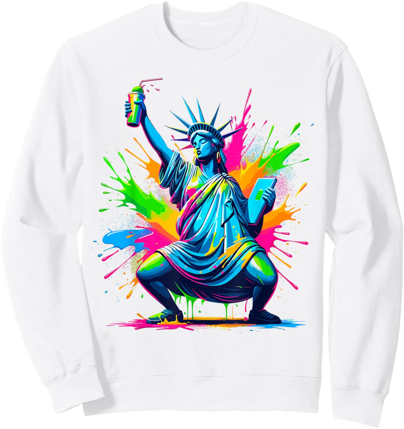 Soca Statue Of Liberty Dancing New York Dutty Mess Fete Sweatshirt - Sweatshirt | White