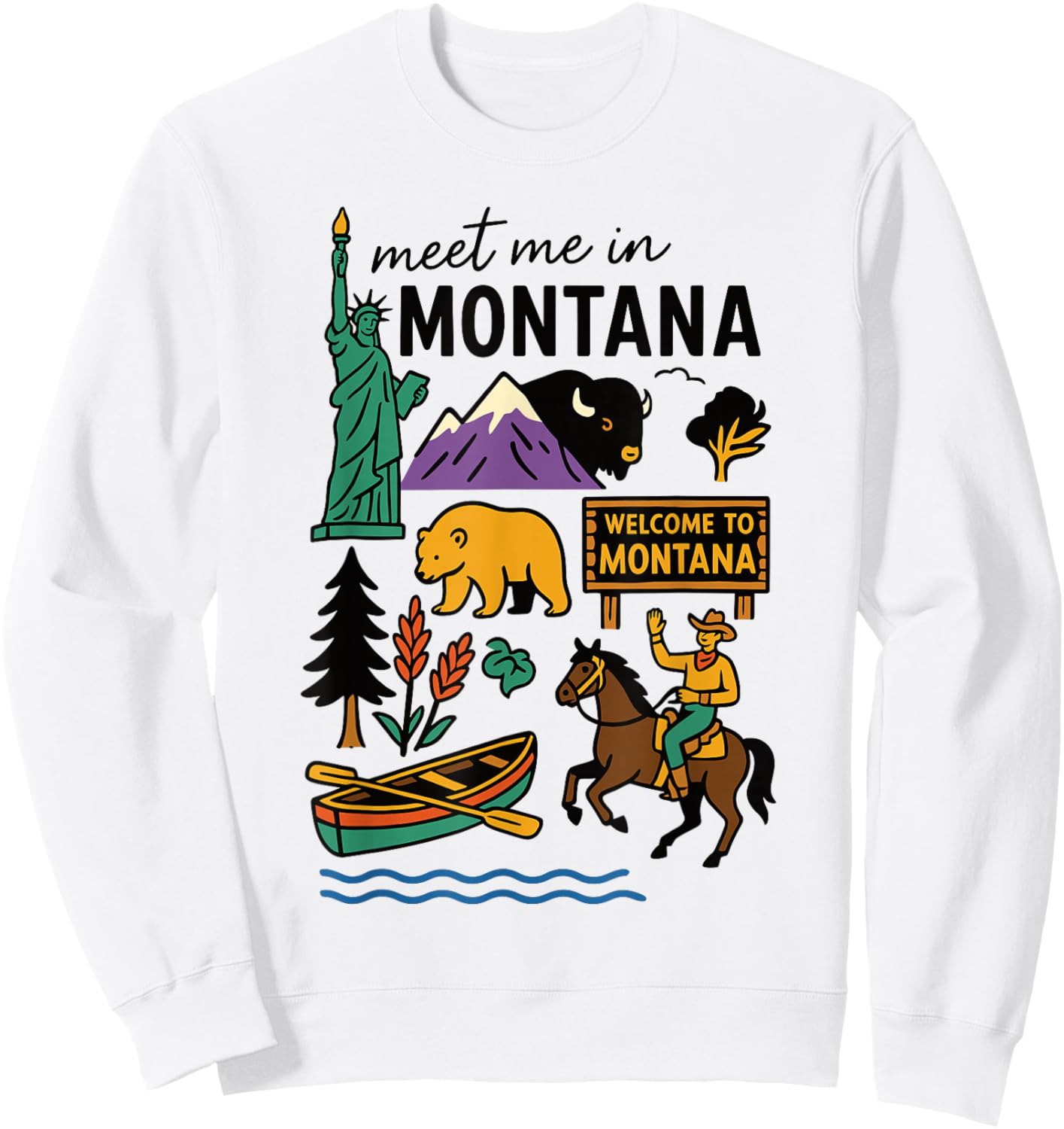 Meet me in Montana - Cute US State Travel Retro Design Women Sweatshirt - Sweatshirt | White