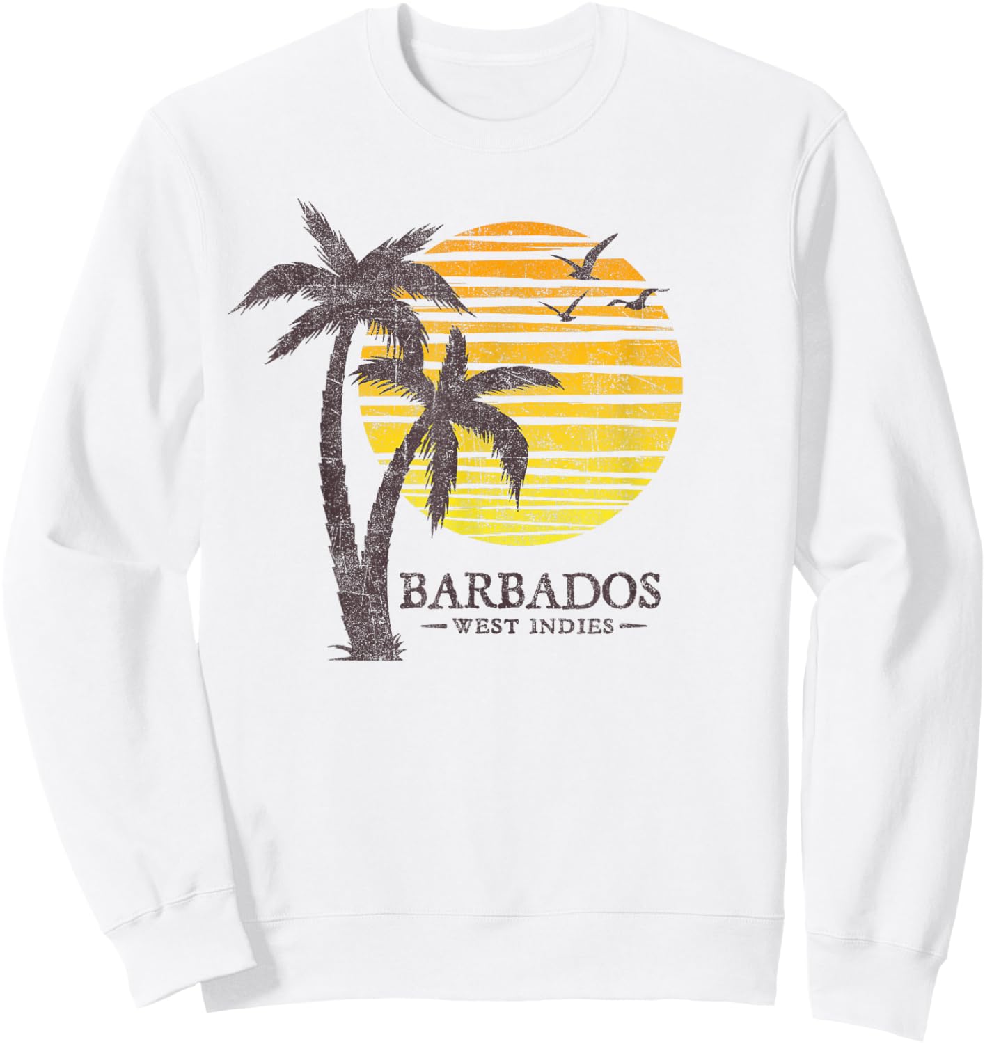 Vintage Barbados Beach Sunset Women Kids Retro Souvenir Sweatshirt - Sweatshirt | White