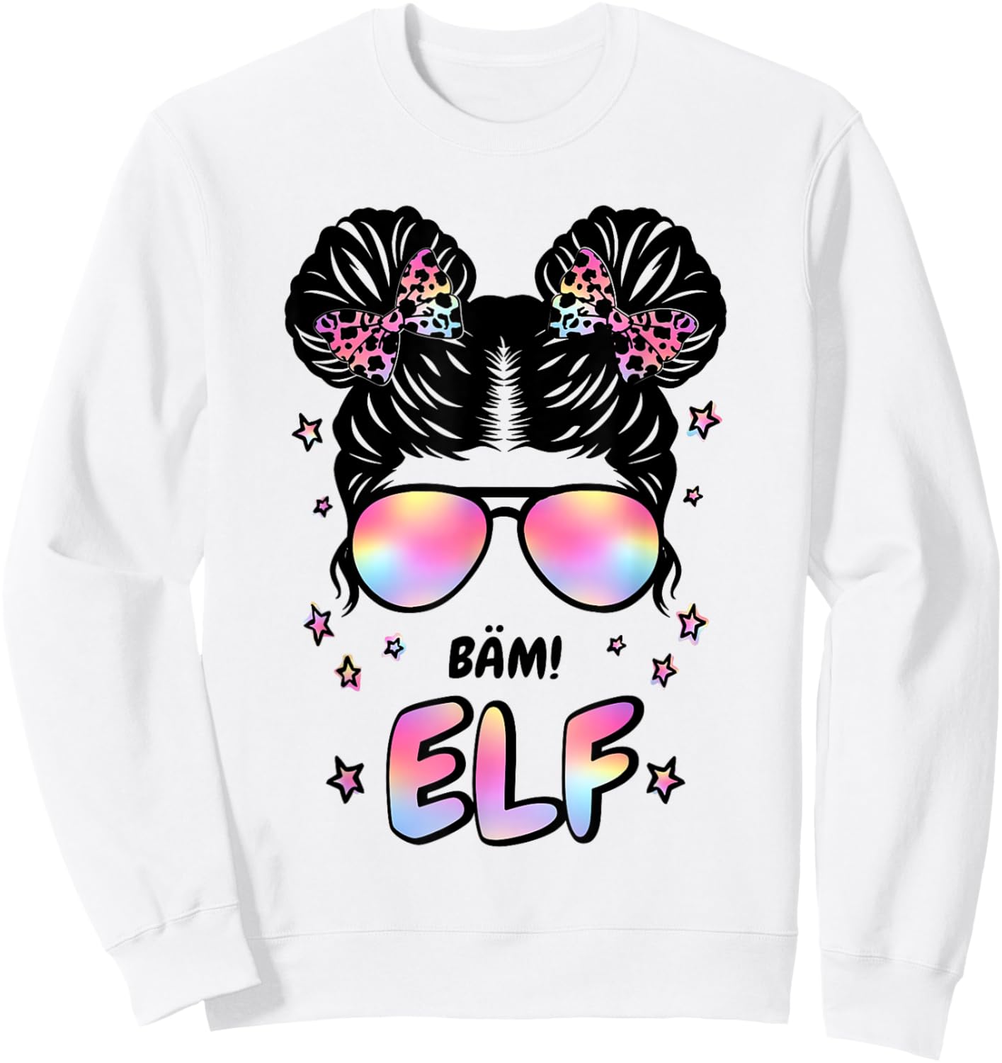 11th Birthday Girl Messy Bun Bäm! Elf Sweatshirt - Sweatshirt | White
