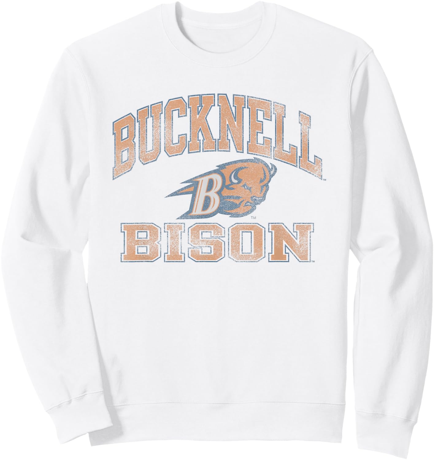 Bucknell Bison Vintage Worn Gray Officially Licensed Sweatshirt - Sweatshirt | White