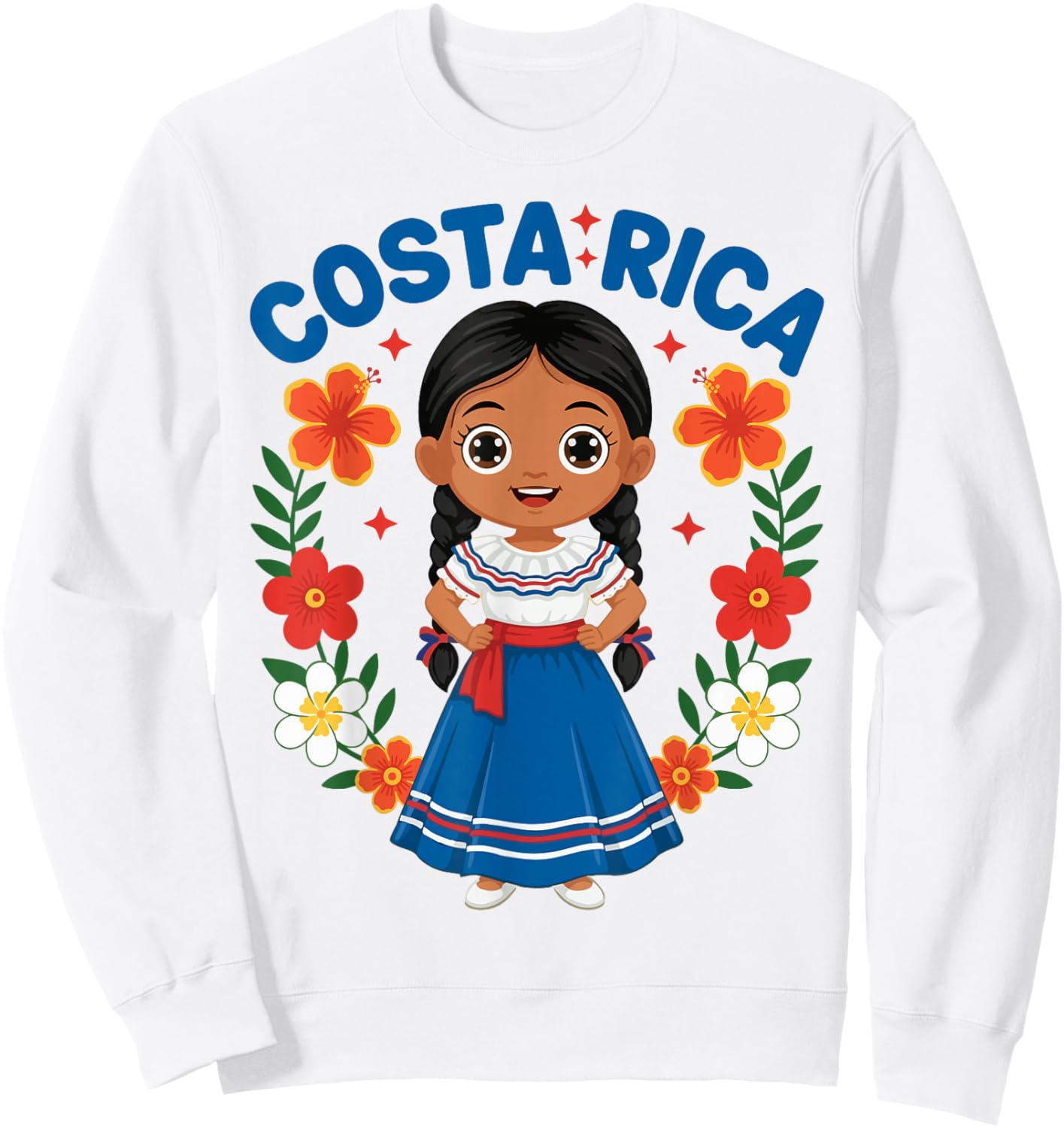 Costa Rica Costa Rican Girl Traditional Dress Heritage Sweatshirt - Sweatshirt | White