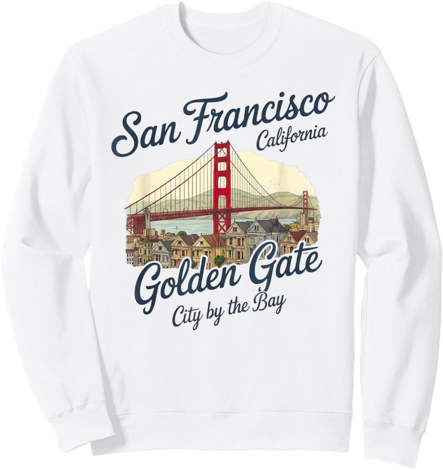 San Francisco Golden Gate Bridge City by The Bay Souvenir Sweatshirt - Sweatshirt | White