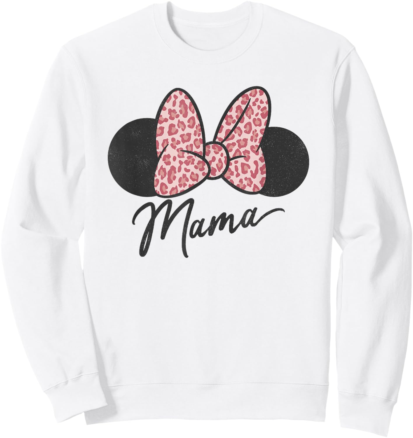 Disney Minnie Mouse Mother's Day Mama Leopard Print Bow Sweatshirt - Sweatshirt | White