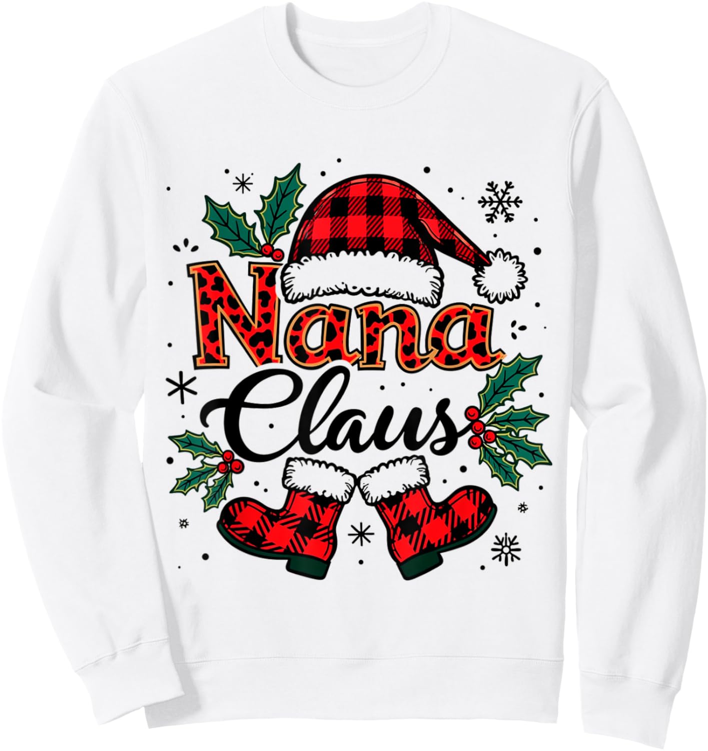 Nana Claus Santa Hat Christmas lights family Xmas Men Women Sweatshirt - Sweatshirt | White