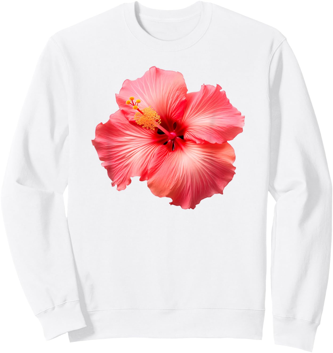 Flirty Pink Hibiscus Flower Vintage Hawaiian Sweatshirt - Sweatshirt | White