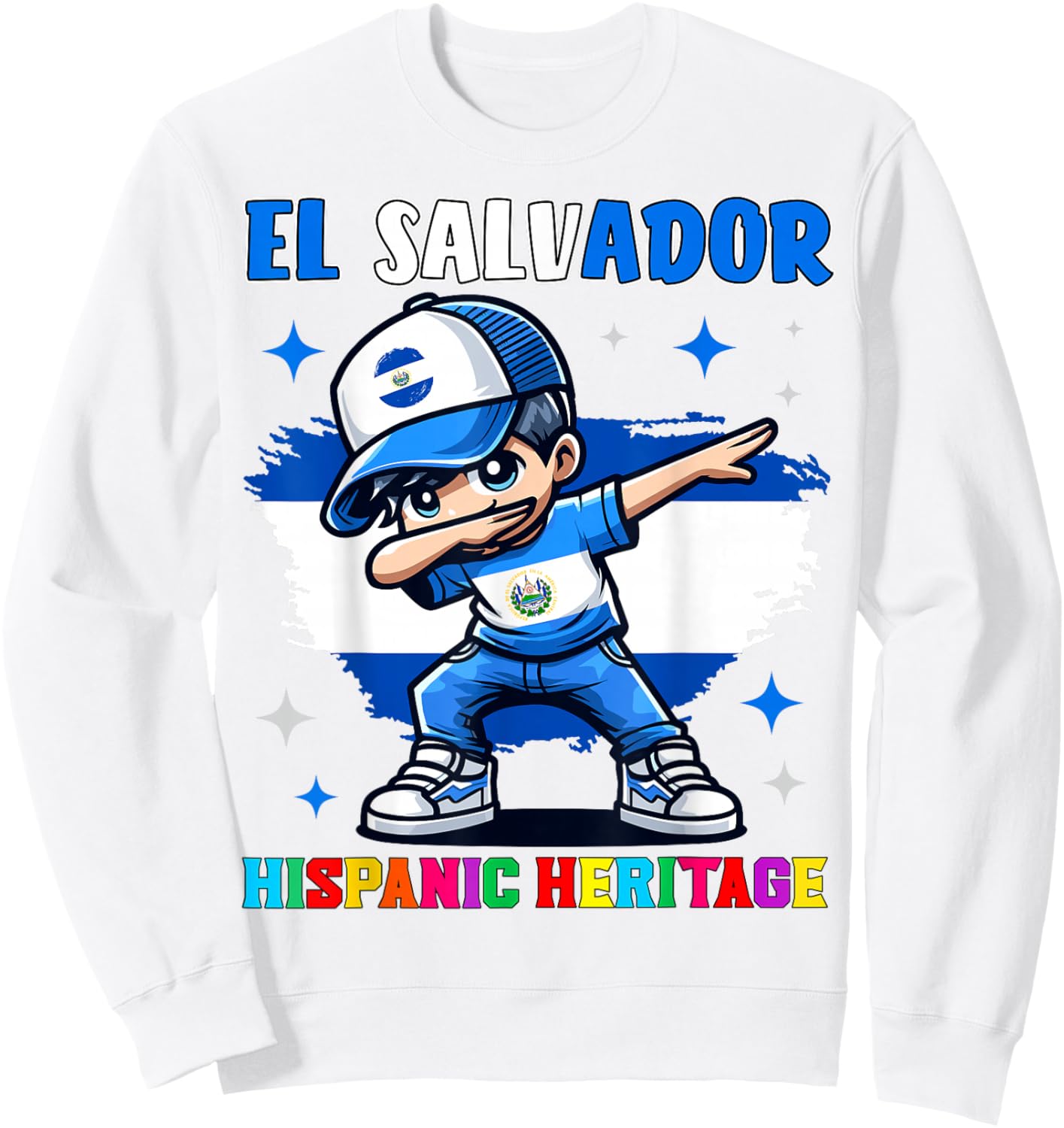 El Salvador Dabbing Kid Hispanic Heritage Celebration Kids Sweatshirt - Sweatshirt | White