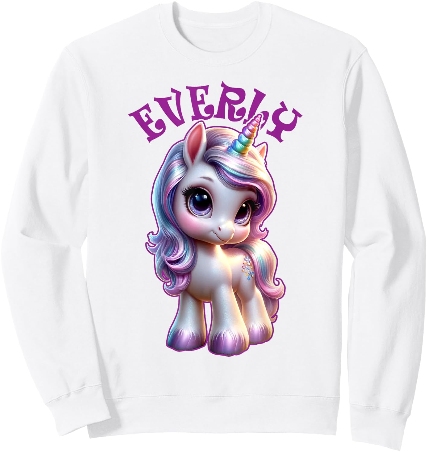 Everly Cute Unicorn Design for Girls Name Everly Sweatshirt - Sweatshirt | White