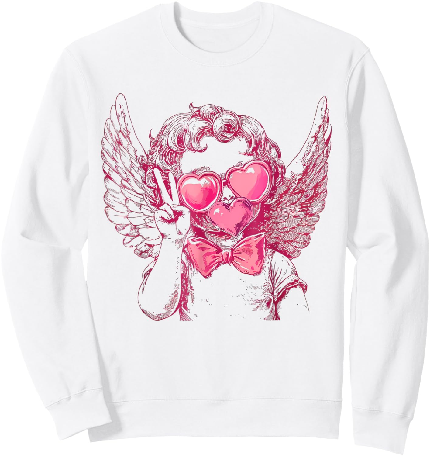 Cute Cupid Sunglasses Blowing Bubble Valentines Day Retro Sweatshirt - Sweatshirt | White