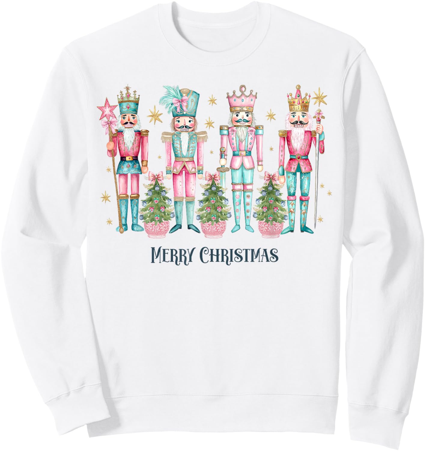 Nutcracker Christmas Pink Teal Coquette Y2K Ballet Sweatshirt - Sweatshirt | White