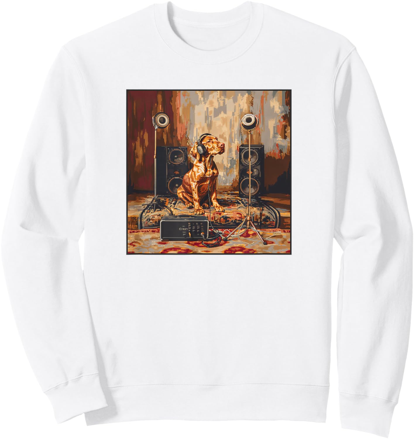 Vizsla Music Lover Painting Dog Sweatshirt - Sweatshirt | White