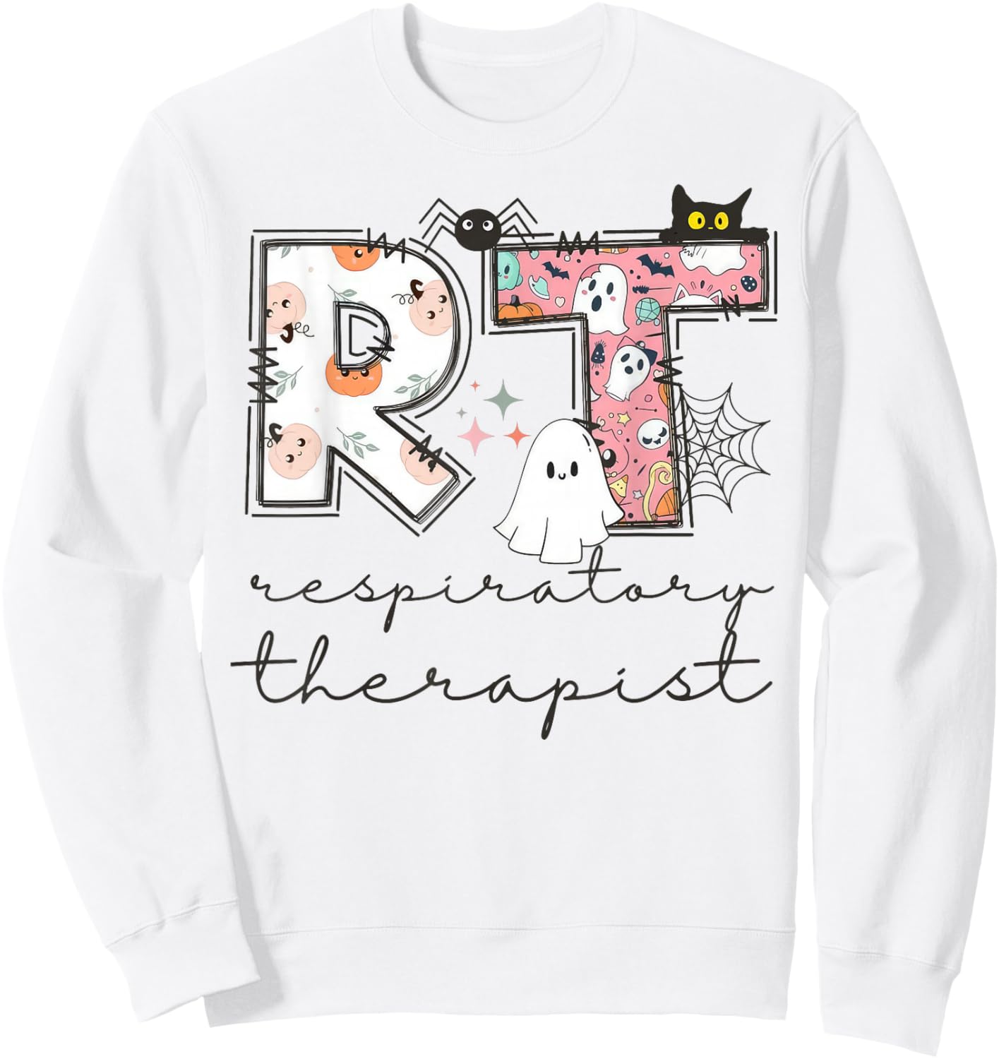 Respiratory Therapist Ghost RT Respiratory Therapy Halloween Sweatshirt - Sweatshirt | White