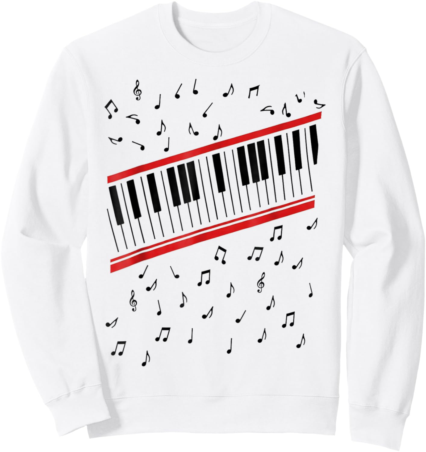 Retro Piano Keyboard Music Notes 80s Vibe Sweatshirt - Sweatshirt | White