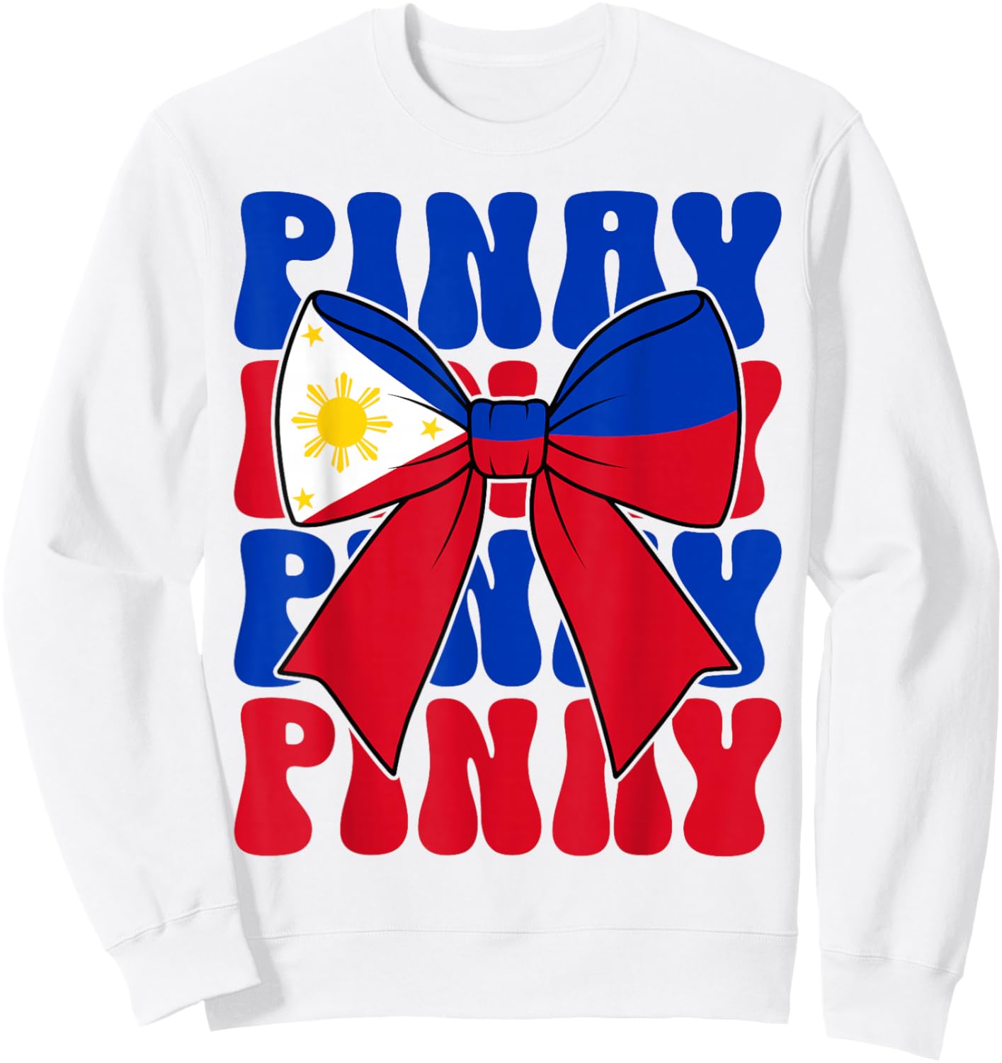 Pinay Coquette Bow Filipina Girl Groovy Cute Pinay Girl Sweatshirt - Sweatshirt | White