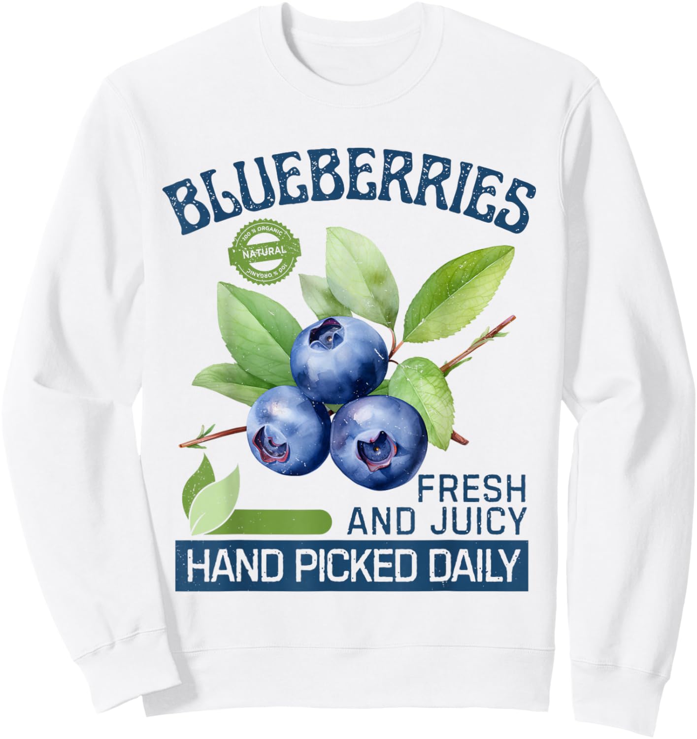Blueberries Fresh and Juicy Organic Farm Design Vintage Sweatshirt - Sweatshirt | White