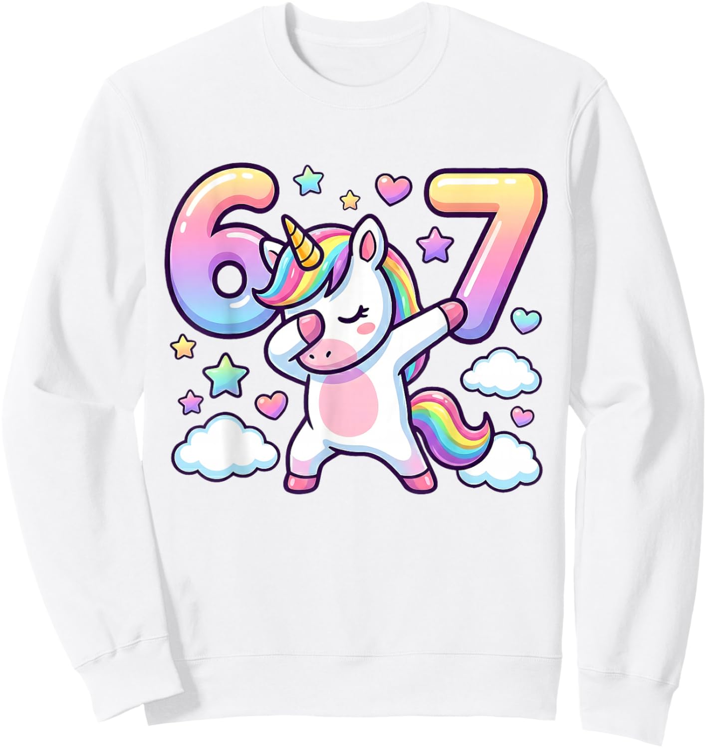 67 Unicorn for Girls Six Seven Meme Brainrot Funny Kids Boys Sweatshirt - Sweatshirt | White