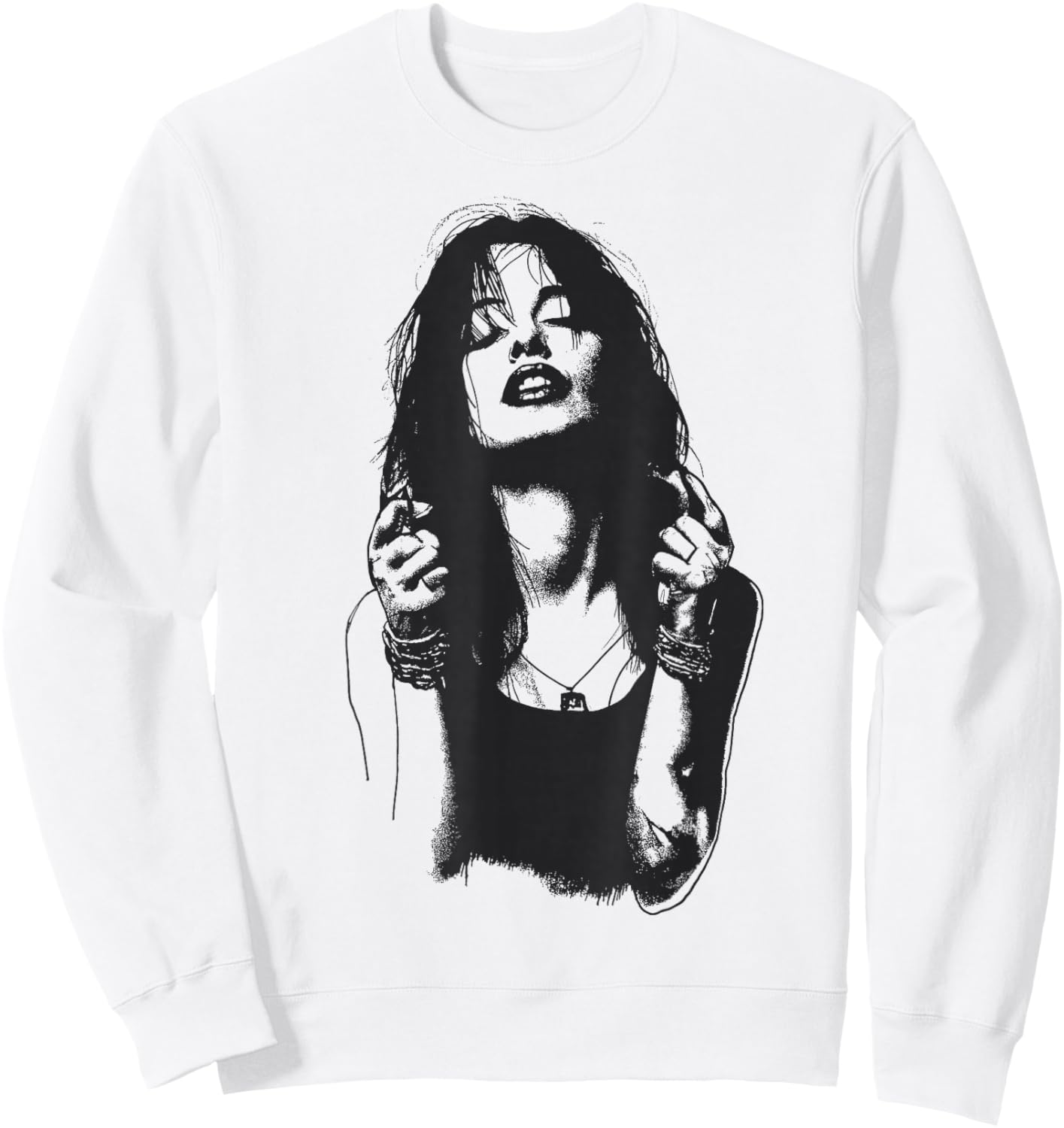 Rock N Roll Women Vintage Rock Music Band Graphic Sweatshirt - Sweatshirt | White